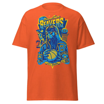 Beacon Town Beavers Basketball T-Shirt – Retro 80s Tee - Orange - T-Shirts Online