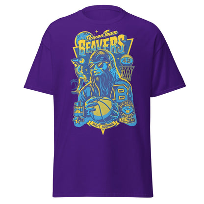 Beacon Town Beavers Basketball T-Shirt – Retro 80s Tee - Purple - T-Shirts Online