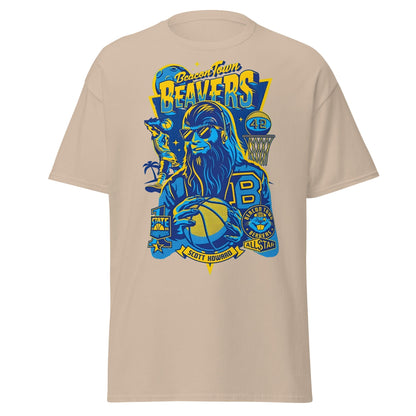 Beacon Town Beavers Basketball T-Shirt – Retro 80s Tee - Sand - T-Shirts Online