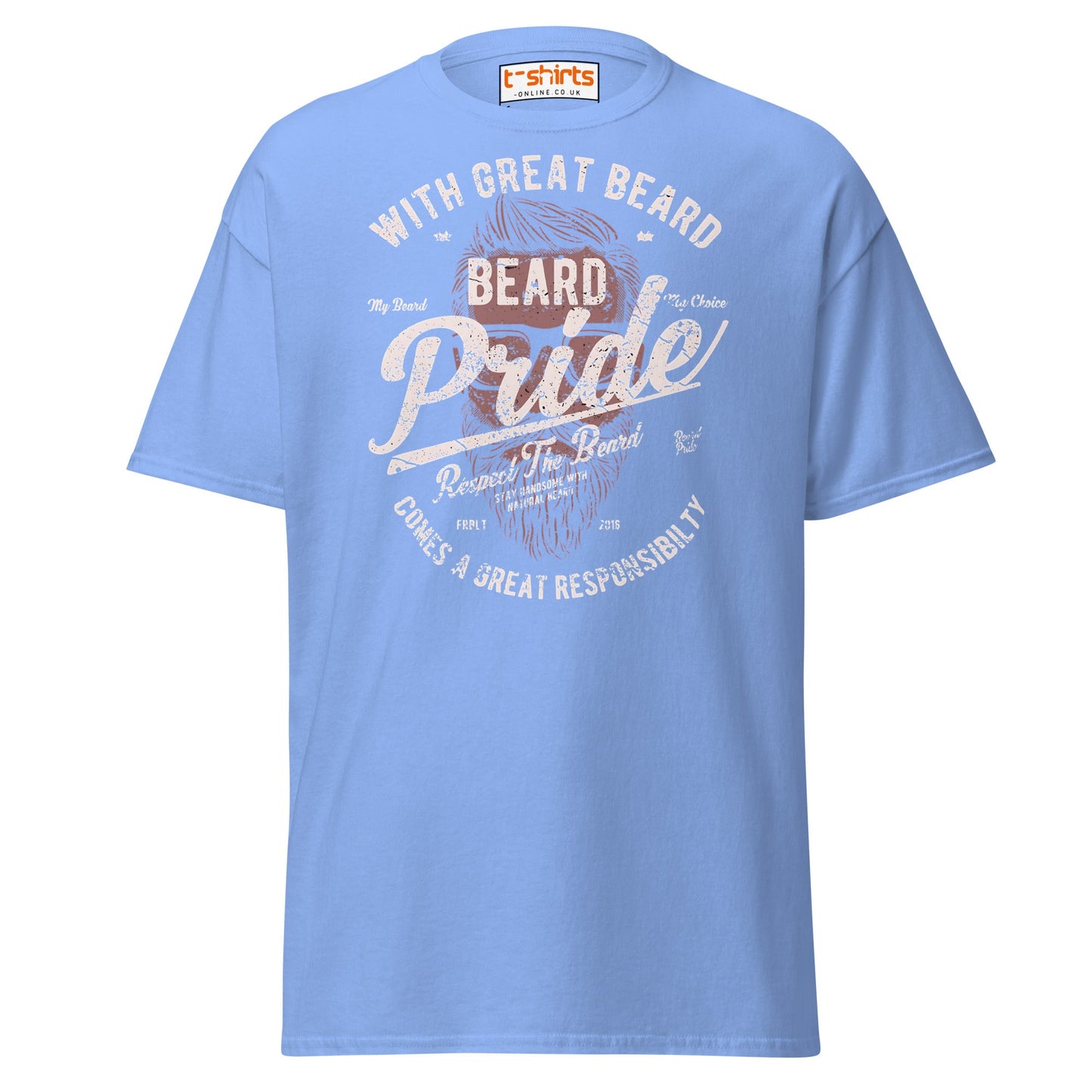 Beard Pride T-Shirt | Great Beard Responsibility Tee - Carolina Blue - T-Shirts Online
