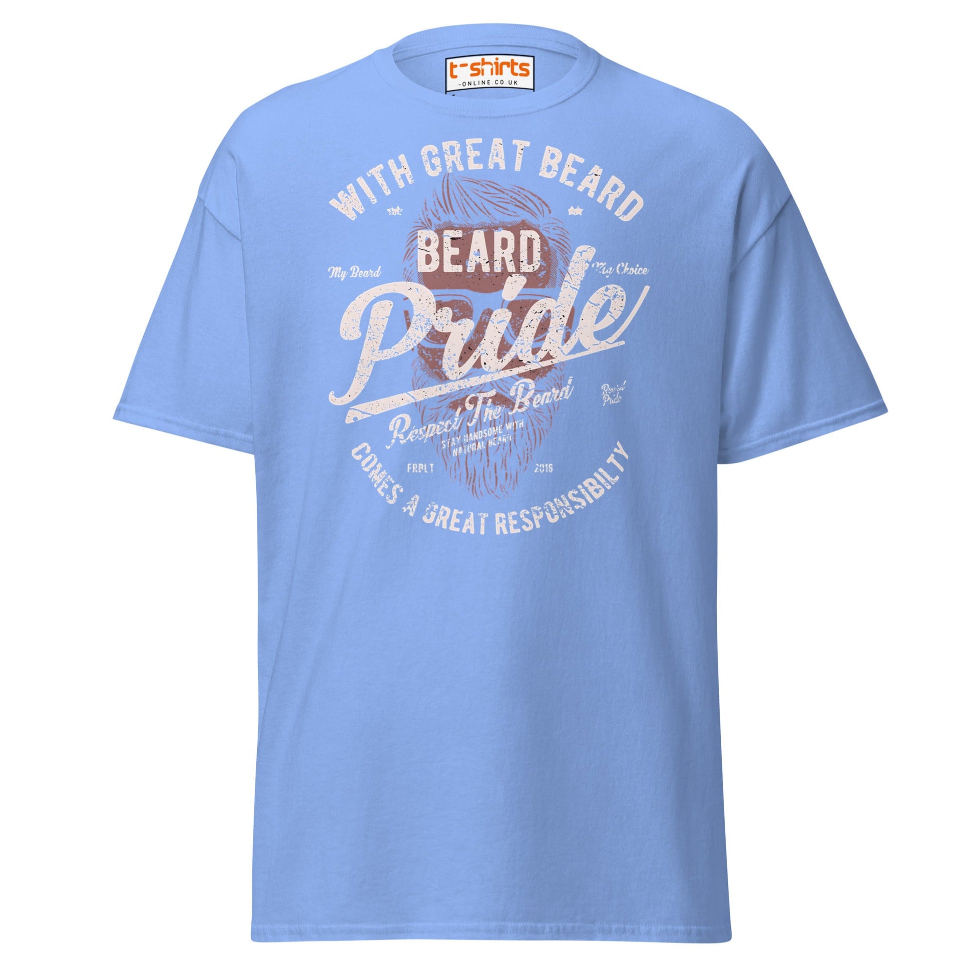 Beard Pride T-Shirt | Great Beard Responsibility Tee - Carolina Blue - T-Shirts Online