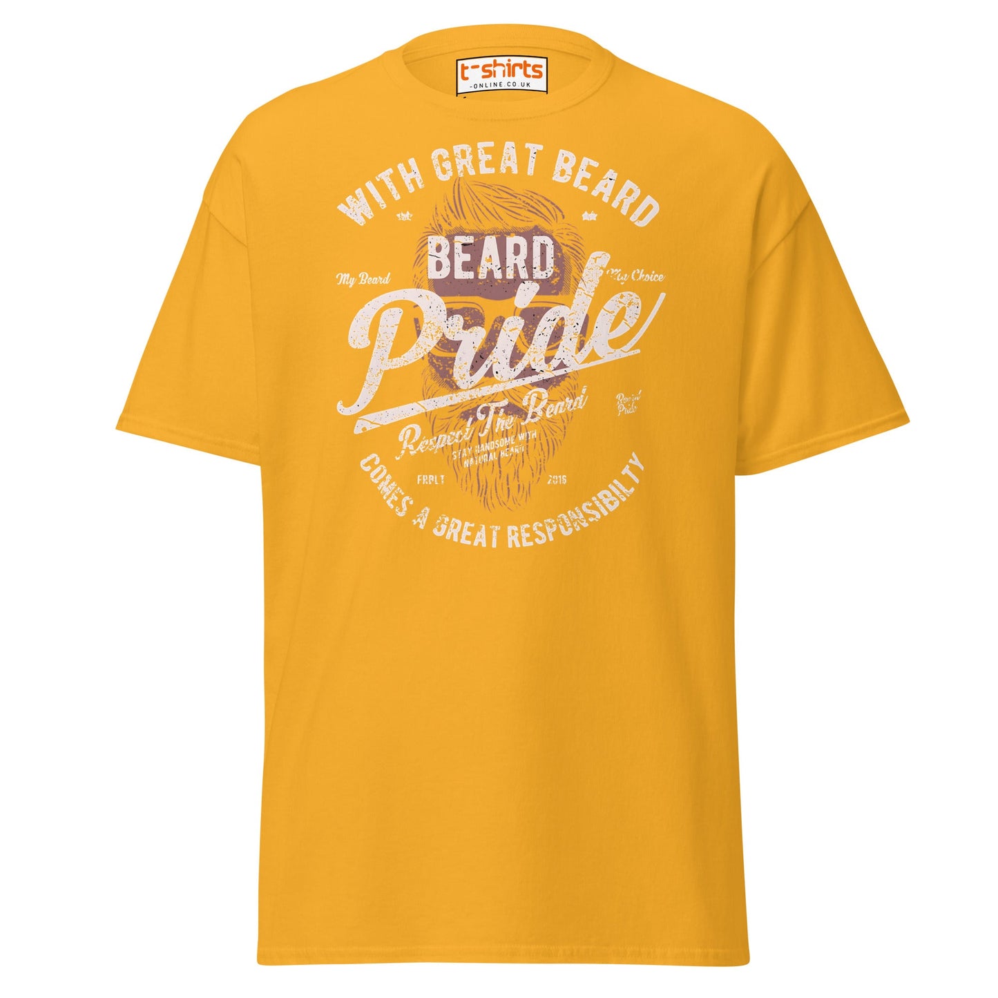 Beard Pride T-Shirt | Great Beard Responsibility Tee - Gold - T-Shirts Online