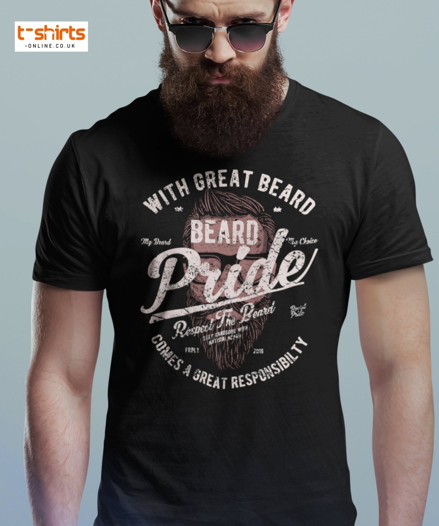 Beard Pride T-Shirt | Great Beard Responsibility Tee - Maroon - T-Shirts Online