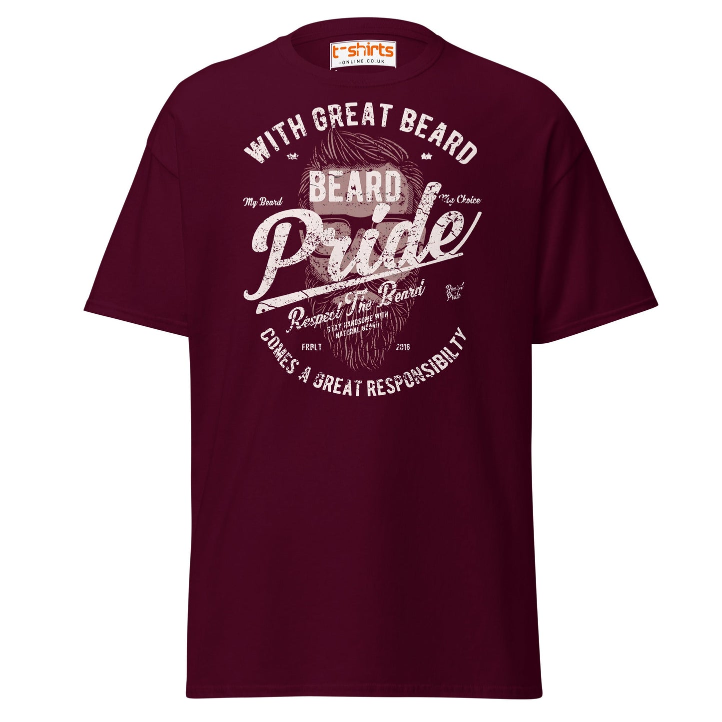 Beard Pride T-Shirt | Great Beard Responsibility Tee - Maroon - T-Shirts Online