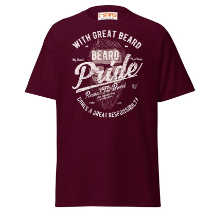 Beard Pride T-Shirt | Great Beard Responsibility Tee - Maroon - T-Shirts Online