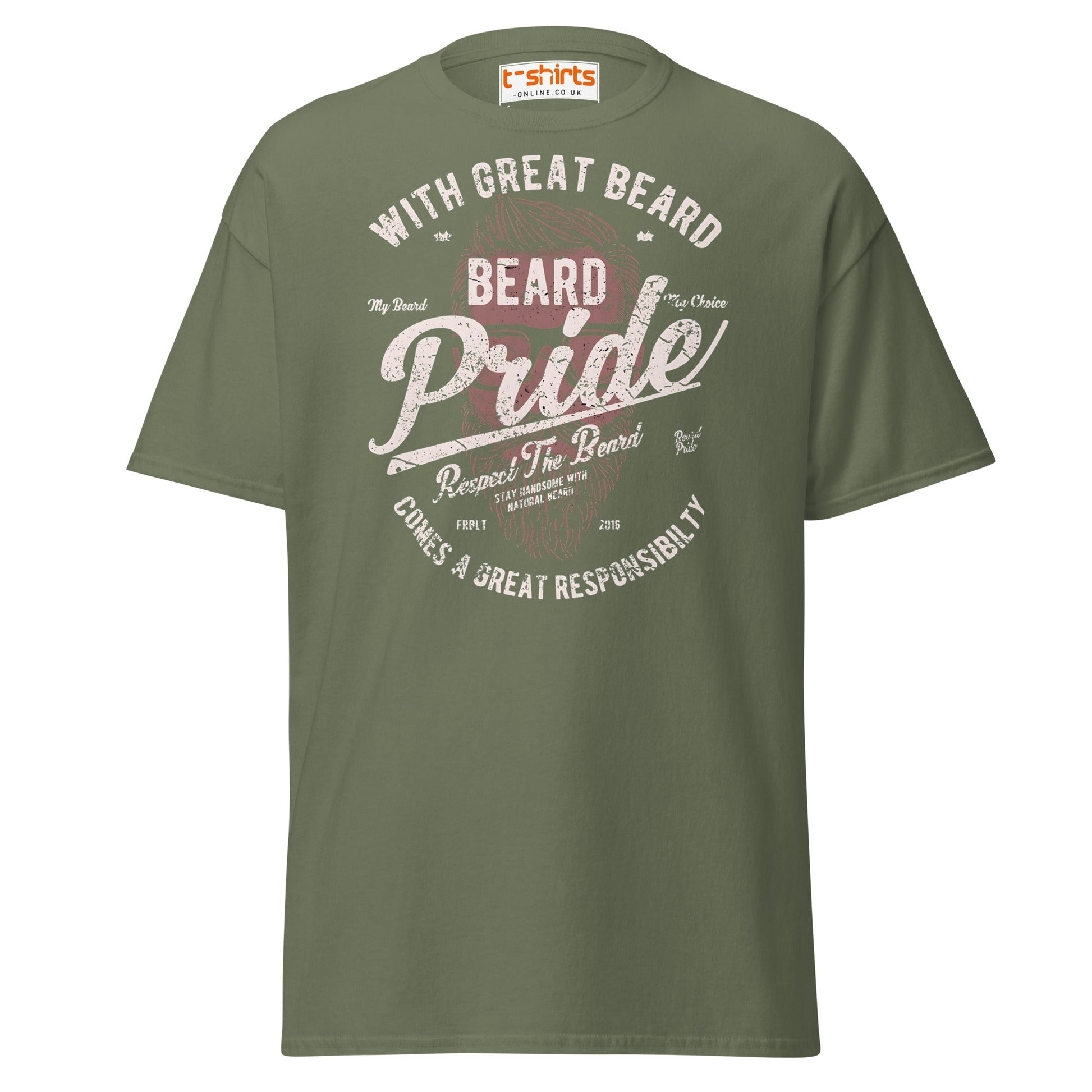 Beard Pride T-Shirt | Great Beard Responsibility Tee - Military Green - T-Shirts Online