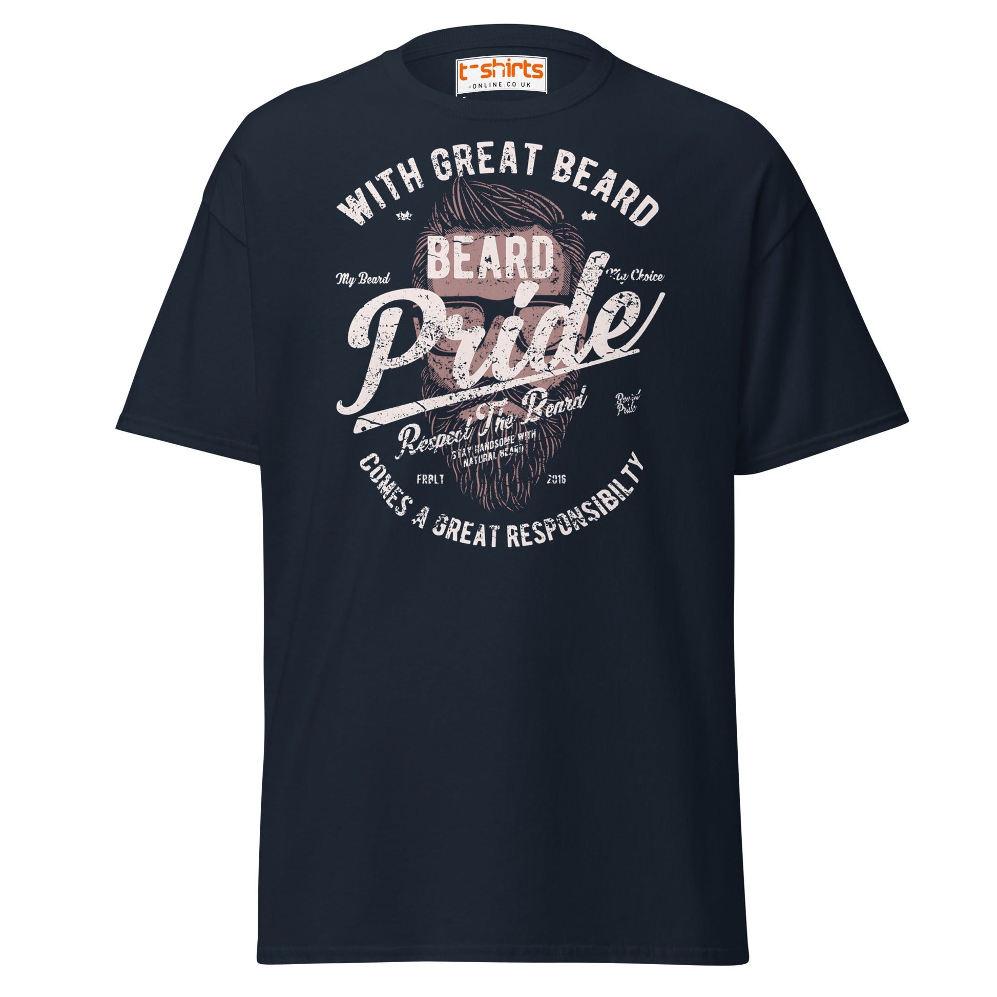 Beard Pride T-Shirt | Great Beard Responsibility Tee - Navy - T-Shirts Online
