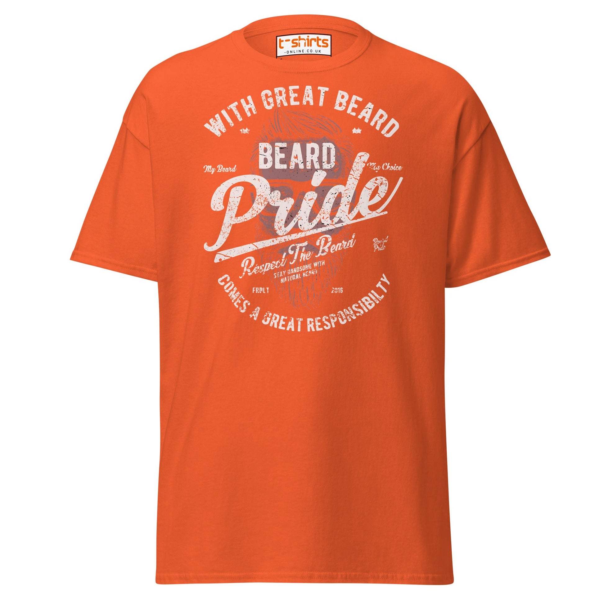 Beard Pride T-Shirt | Great Beard Responsibility Tee - Orange - T-Shirts Online