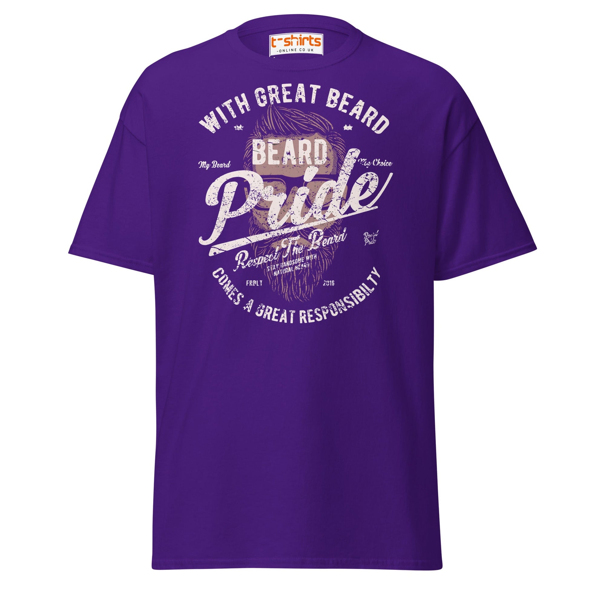 Beard Pride T-Shirt | Great Beard Responsibility Tee - Purple - T-Shirts Online
