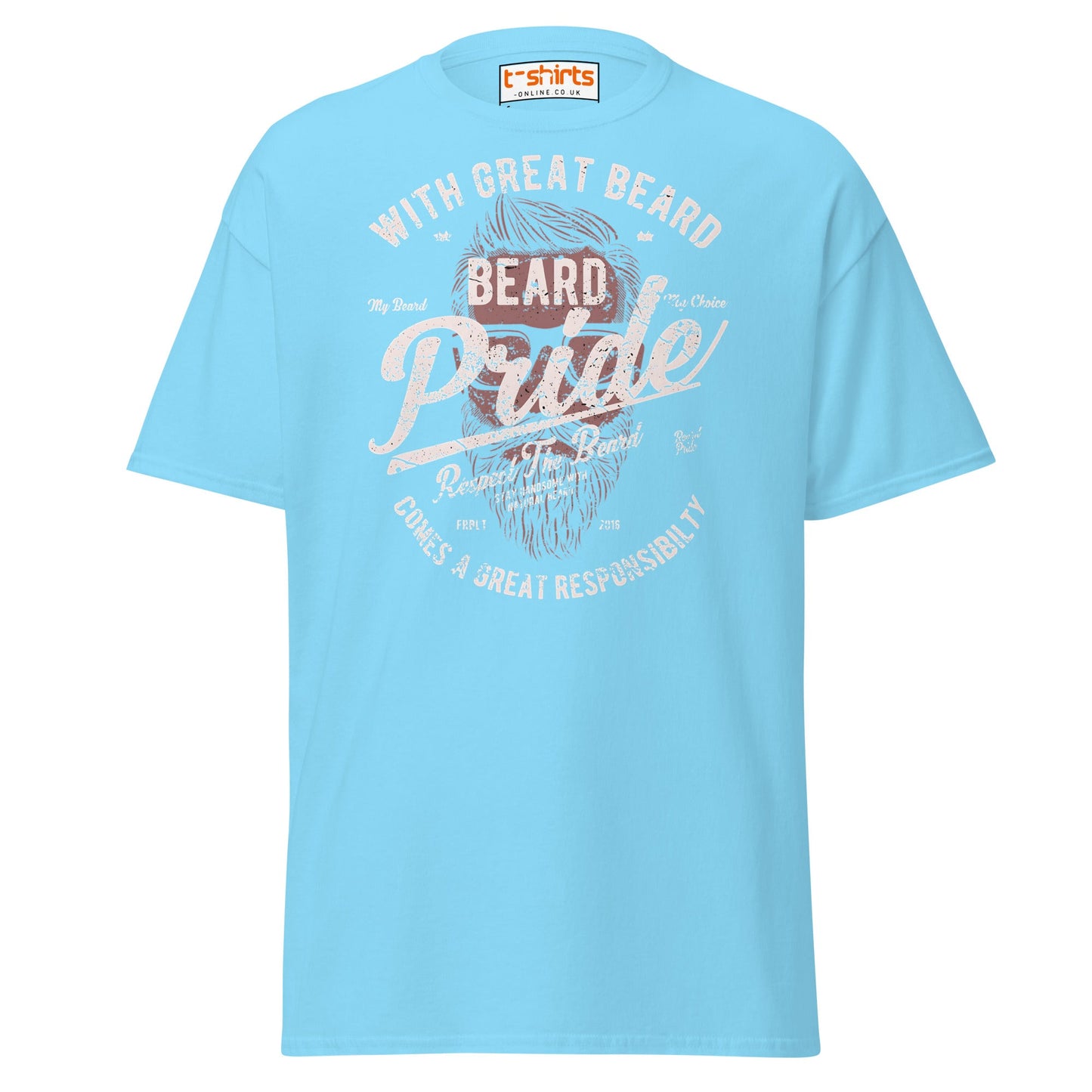 Beard Pride T-Shirt | Great Beard Responsibility Tee - Sky - T-Shirts Online