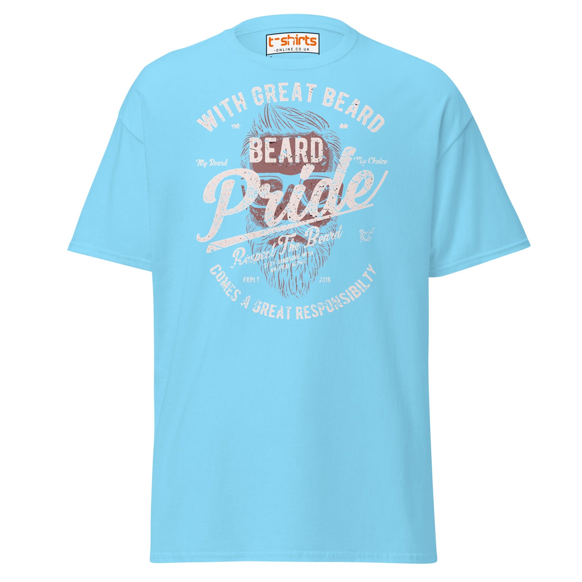 Beard Pride T-Shirt | Great Beard Responsibility Tee - Sky - T-Shirts Online