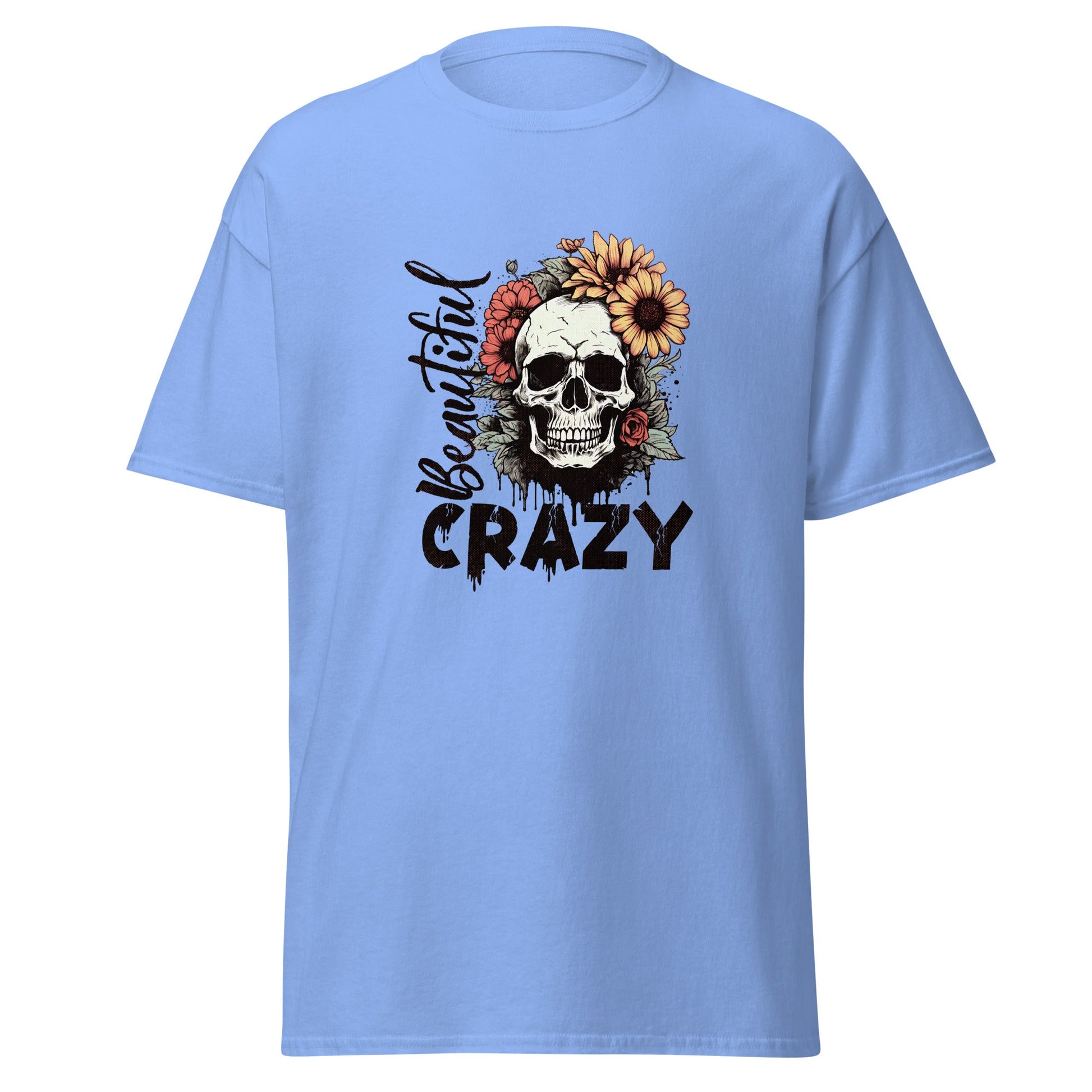 Beautiful Crazy Skull | Skull T-Shirt - Carolina Blue - T-Shirts Online