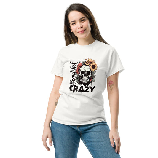Beautiful Crazy Skull | Skull T-Shirt - Light Blue - T-Shirts Online