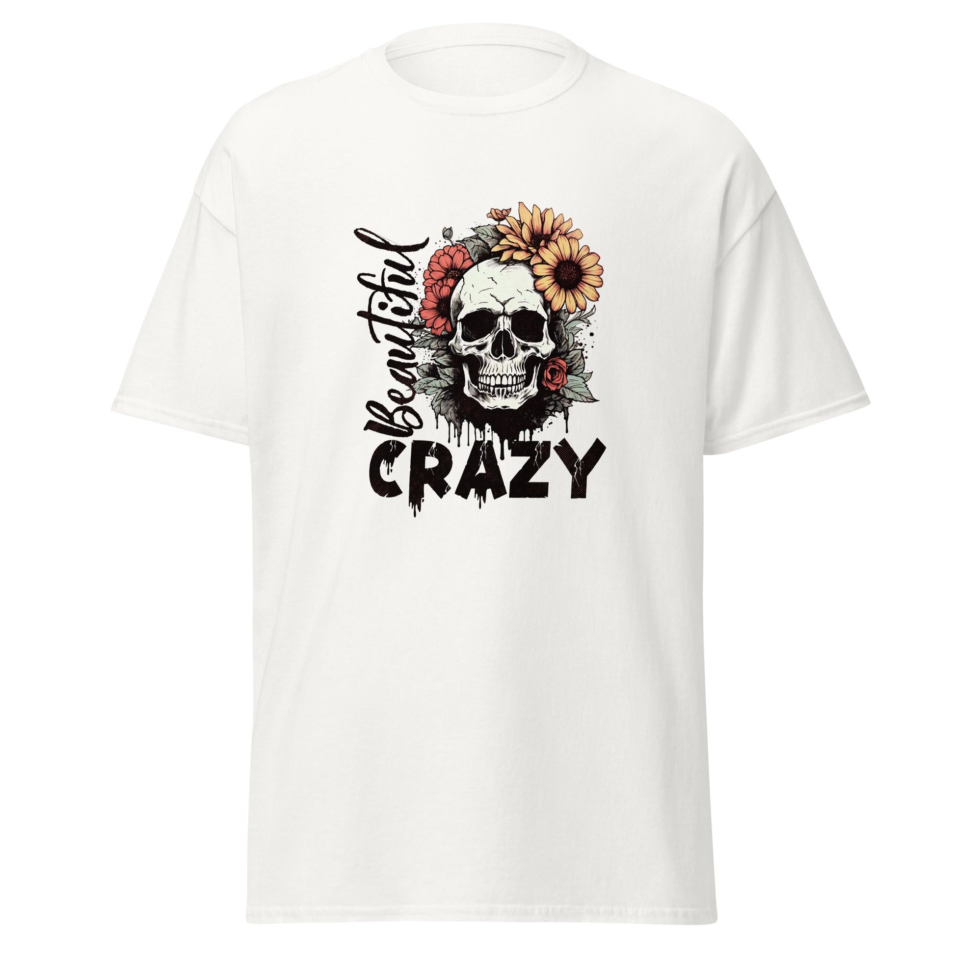 Beautiful Crazy Skull | Skull T-Shirt - White - T-Shirts Online