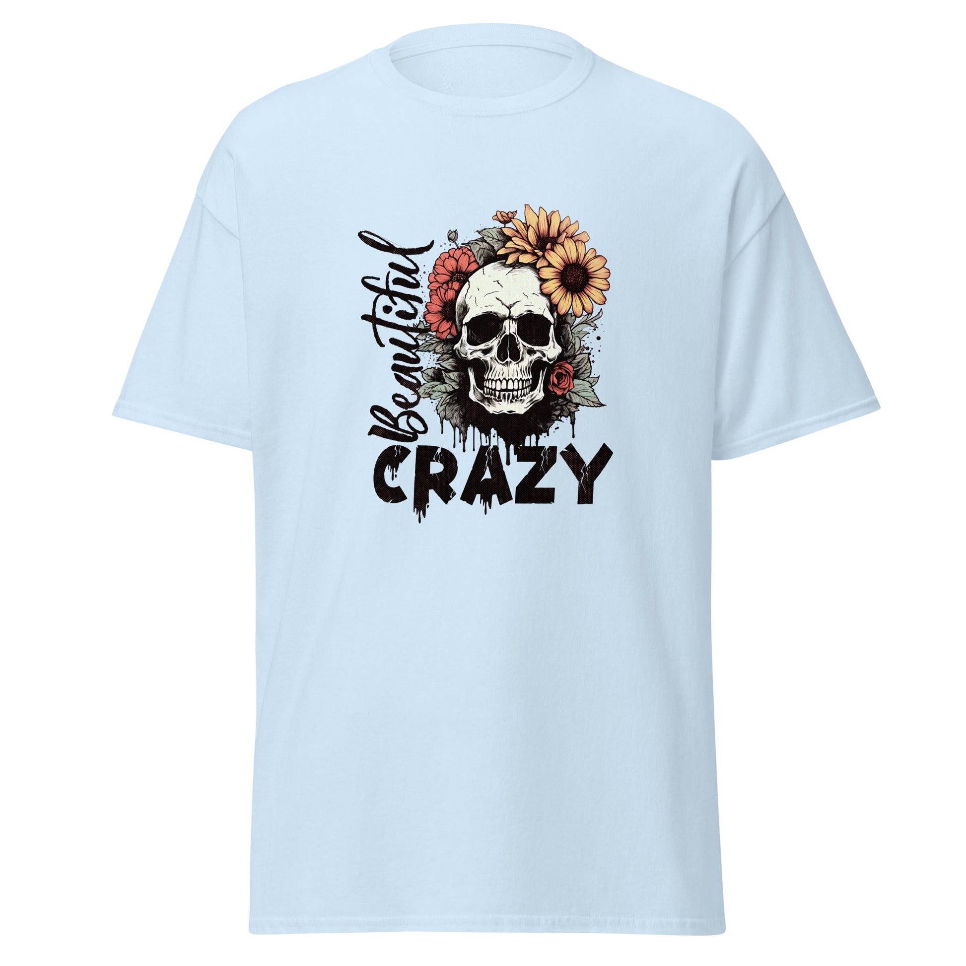 Beautiful Crazy Skull | Skull T-Shirt - Light Blue - T-Shirts Online