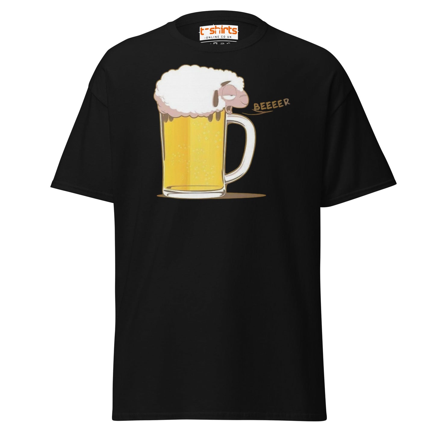 Beer Sheep T-Shirt | Funny Drinking Cartoon Tee - Black - T-Shirts Online