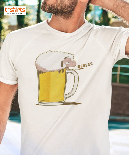 Beer Sheep T-Shirt | Funny Drinking Cartoon Tee - Black - T-Shirts Online