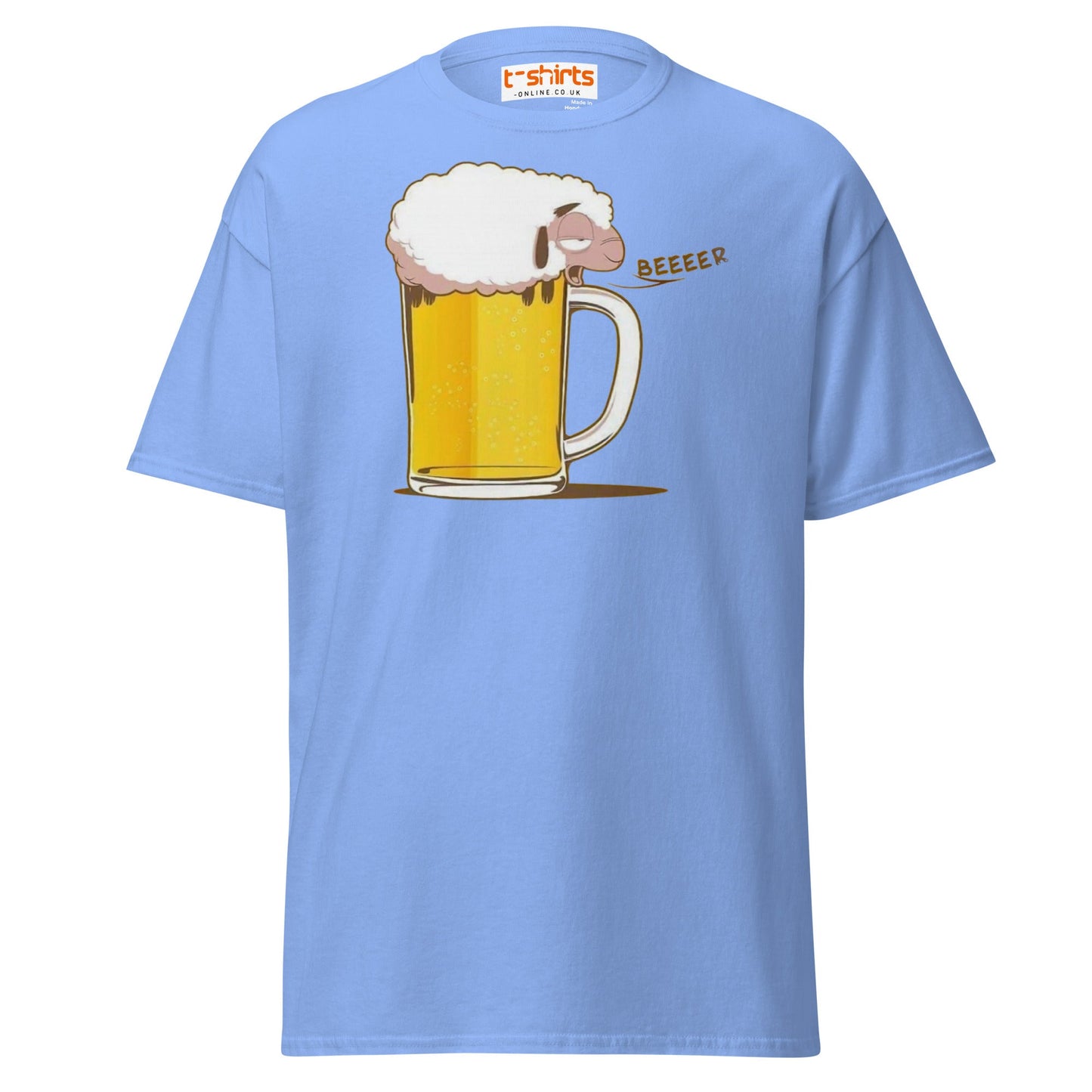 Beer Sheep T-Shirt | Funny Drinking Cartoon Tee - Carolina Blue - T-Shirts Online