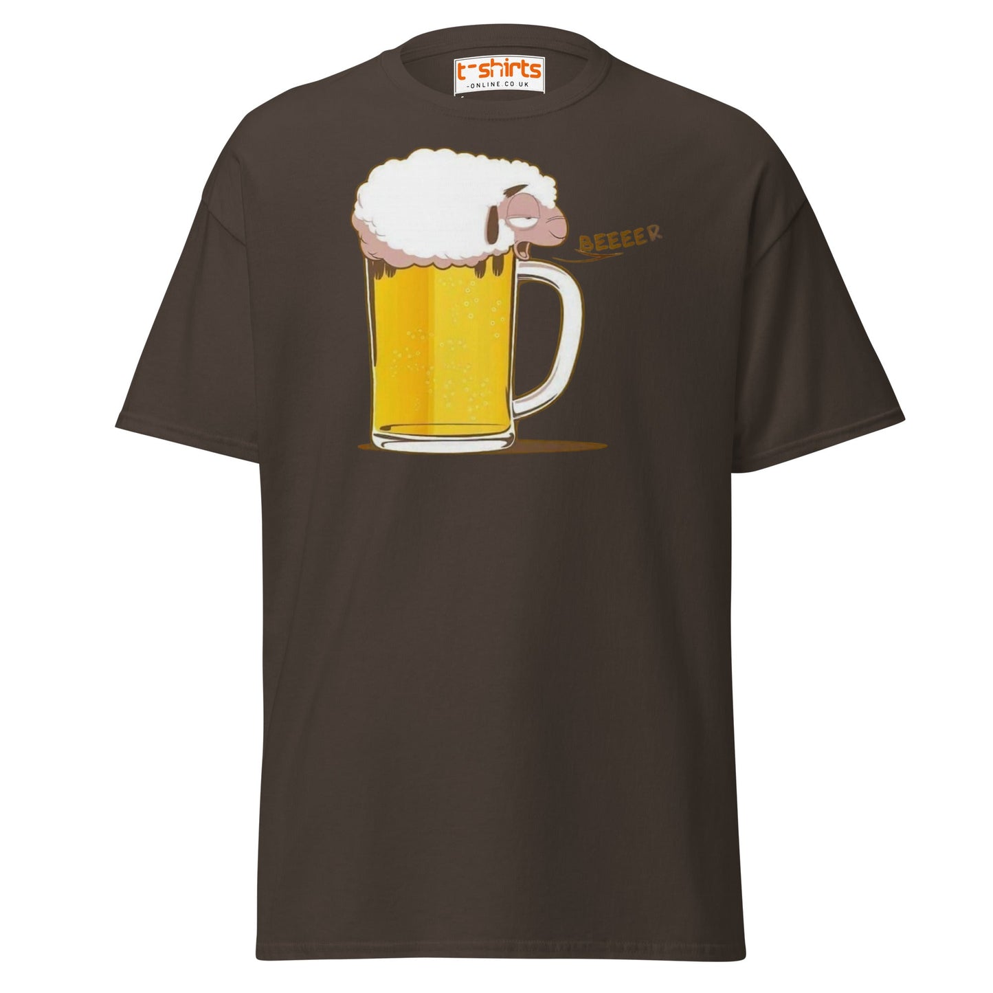 Beer Sheep T-Shirt | Funny Drinking Cartoon Tee - Dark Chocolate - T-Shirts Online