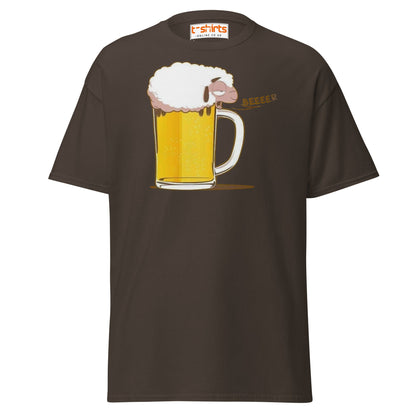 Beer Sheep T-Shirt | Funny Drinking Cartoon Tee - Dark Chocolate - T-Shirts Online