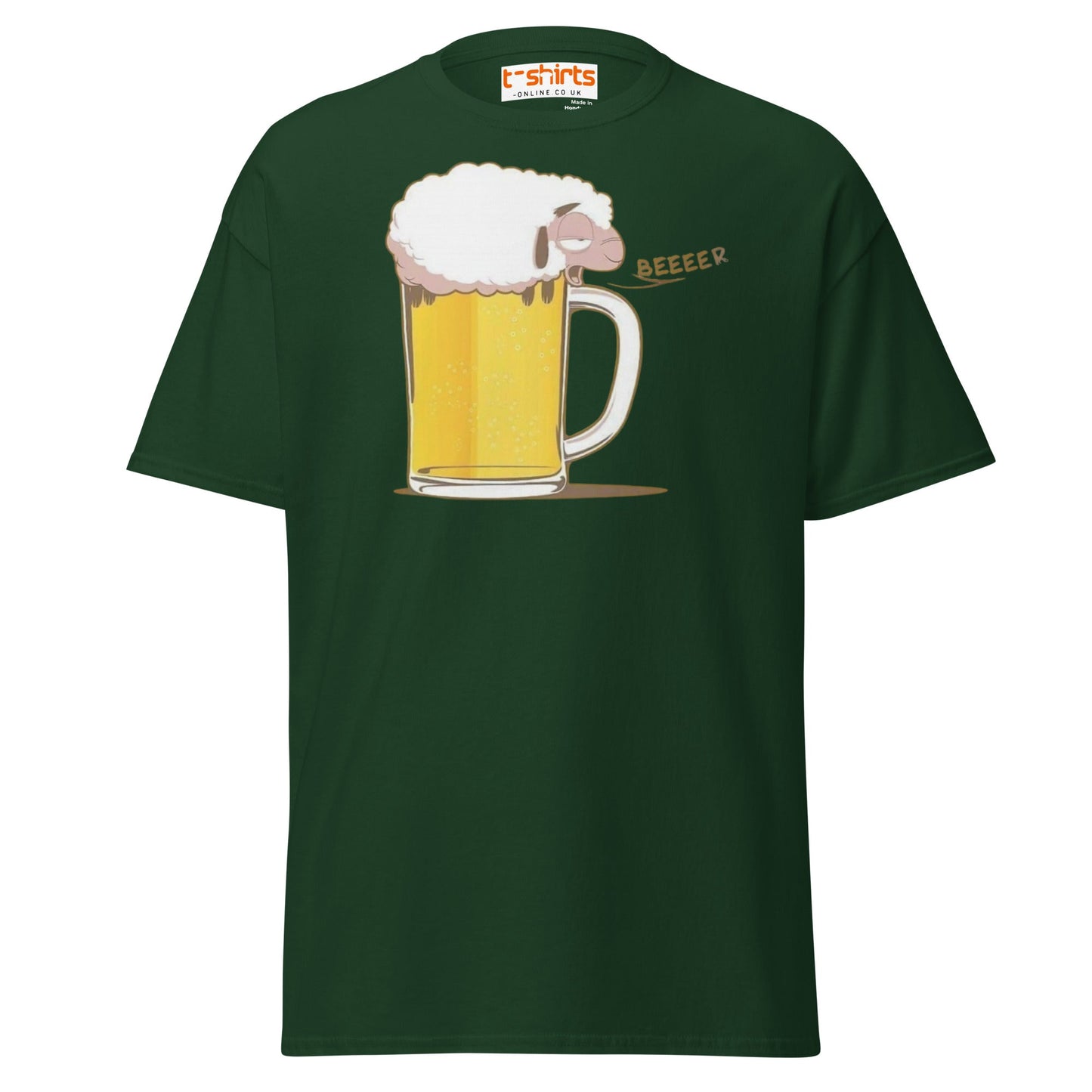 Beer Sheep T-Shirt | Funny Drinking Cartoon Tee - Forest Green - T-Shirts Online