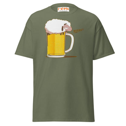 Beer Sheep T-Shirt | Funny Drinking Cartoon Tee - Military Green - T-Shirts Online