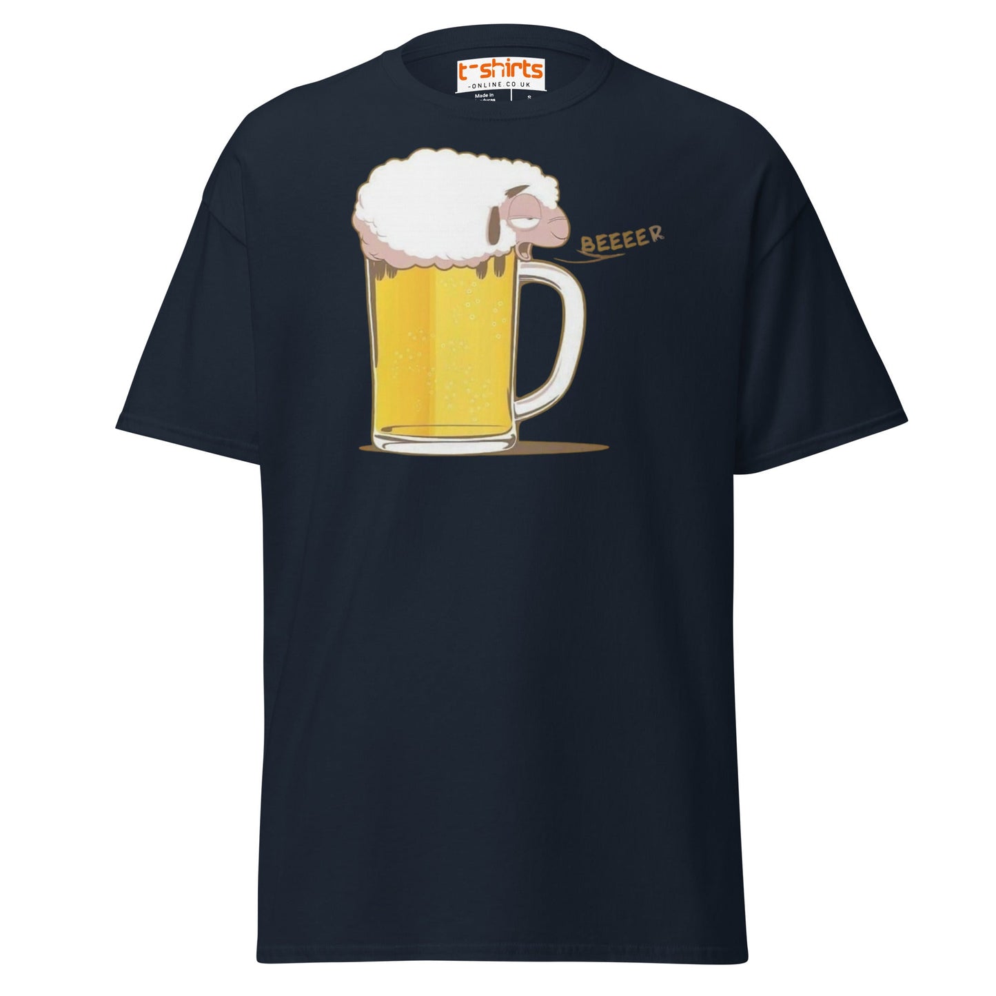 Beer Sheep T-Shirt | Funny Drinking Cartoon Tee - Navy - T-Shirts Online