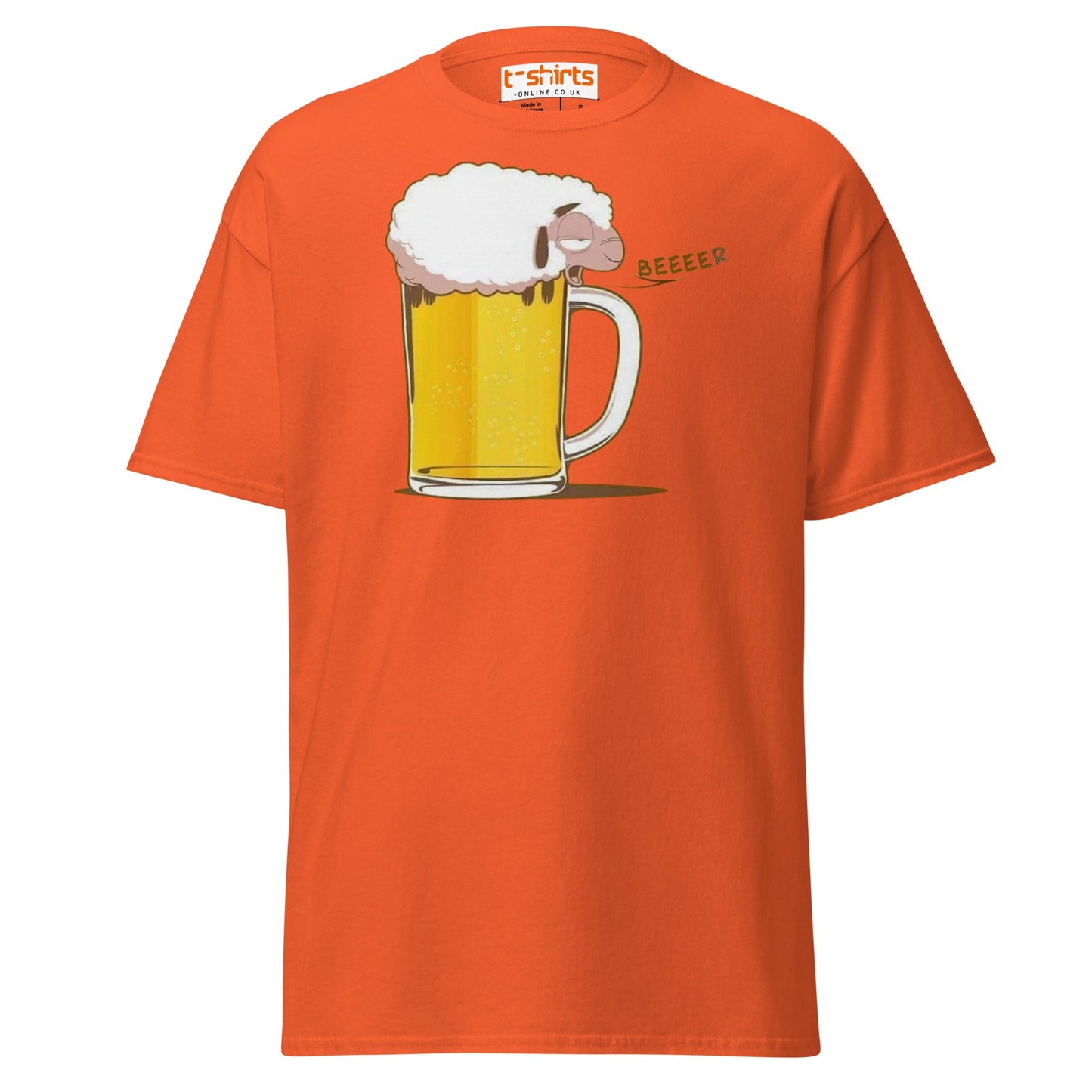 Beer Sheep T-Shirt | Funny Drinking Cartoon Tee - Orange - T-Shirts Online