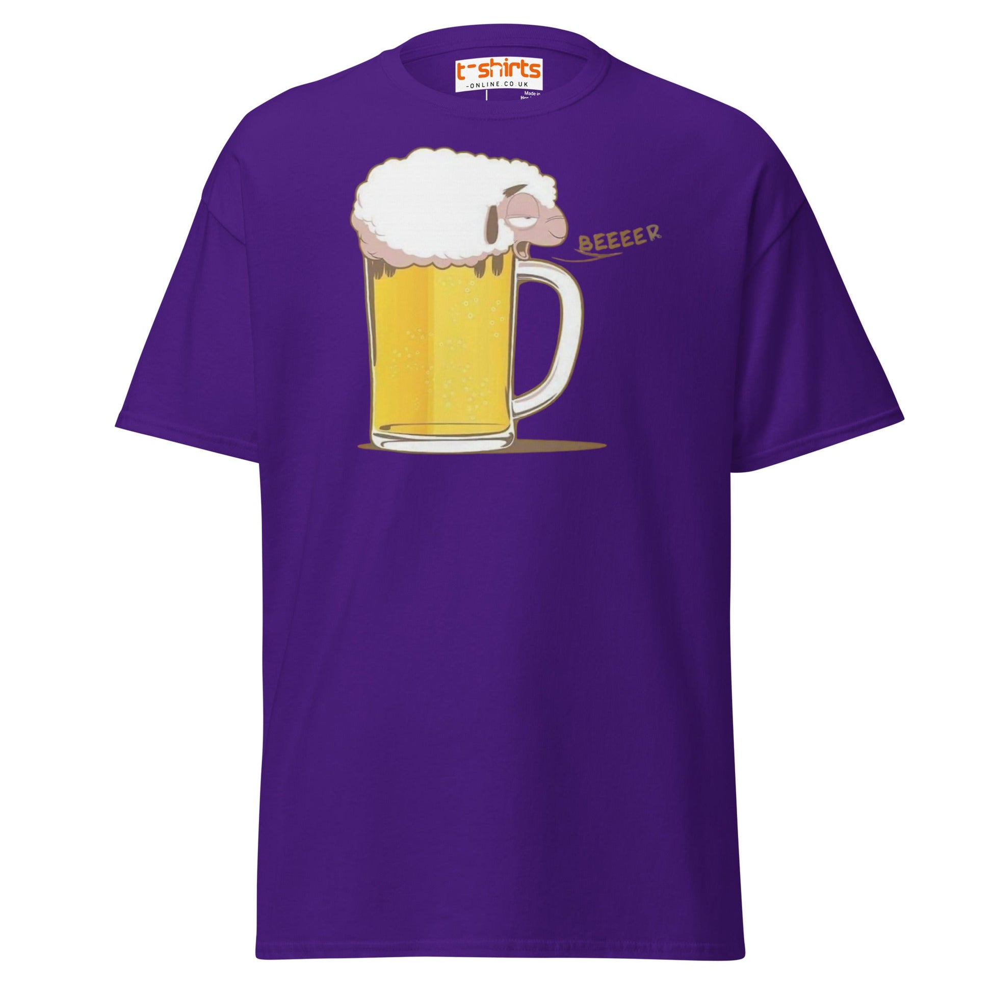 Beer Sheep T-Shirt | Funny Drinking Cartoon Tee - Purple - T-Shirts Online