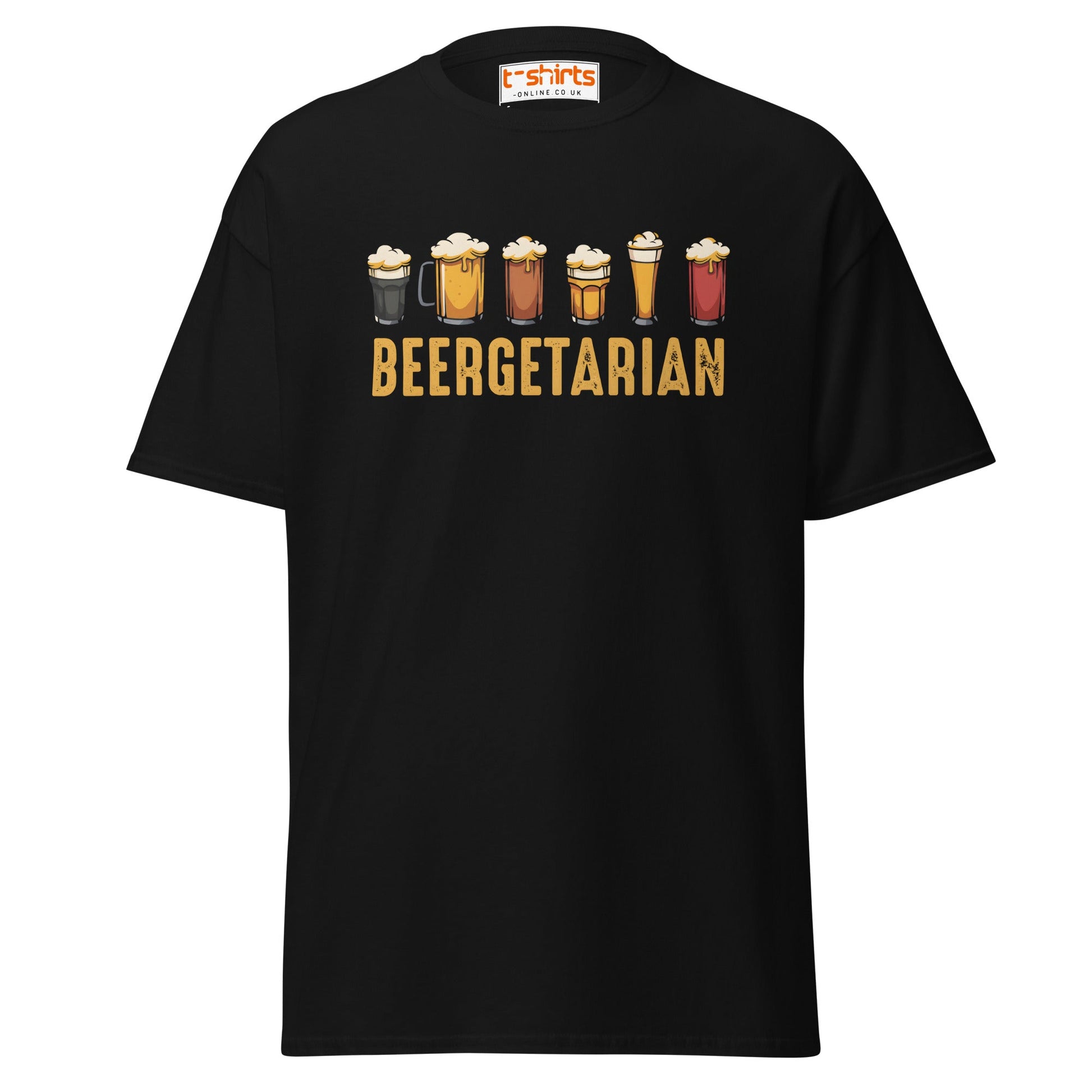 Beergetarian Funny Drinking Graphic T-Shirt - Black - T-Shirts Online