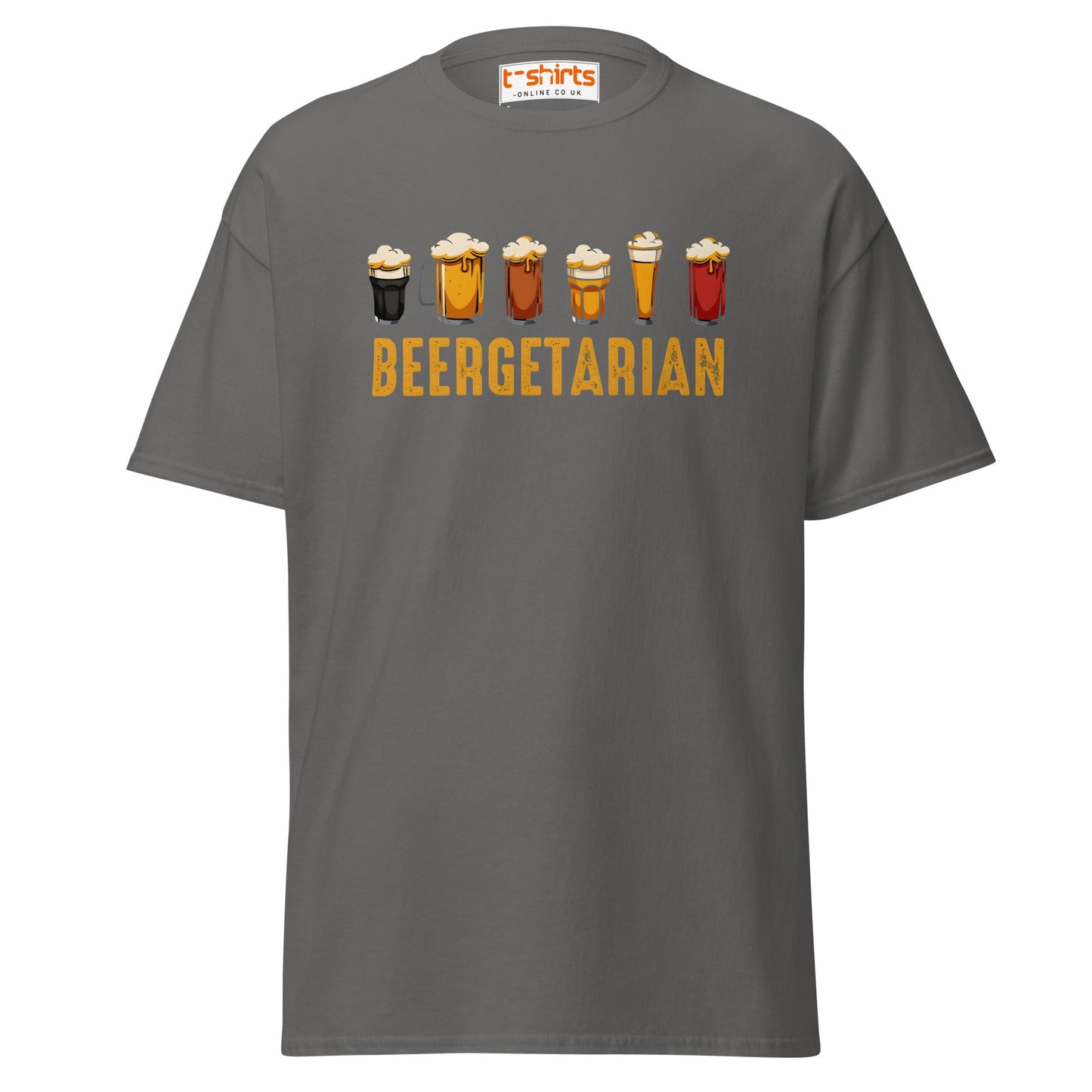 Beergetarian Funny Drinking Graphic T-Shirt - Charcoal - T-Shirts Online