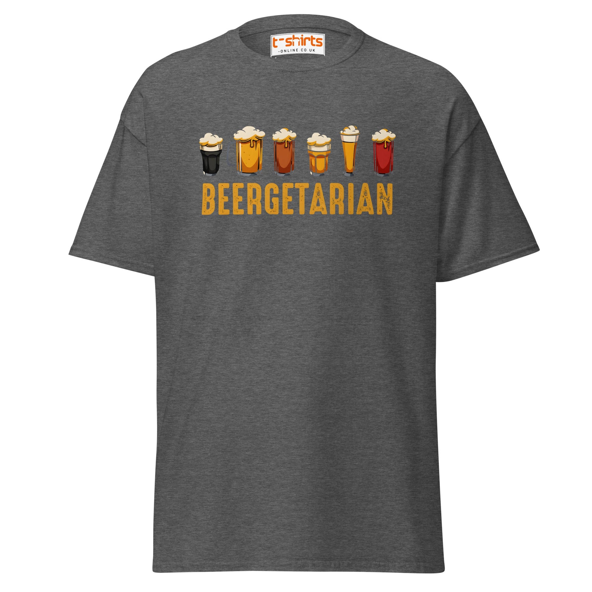 Beergetarian Funny Drinking Graphic T-Shirt - Dark Heather - T-Shirts Online
