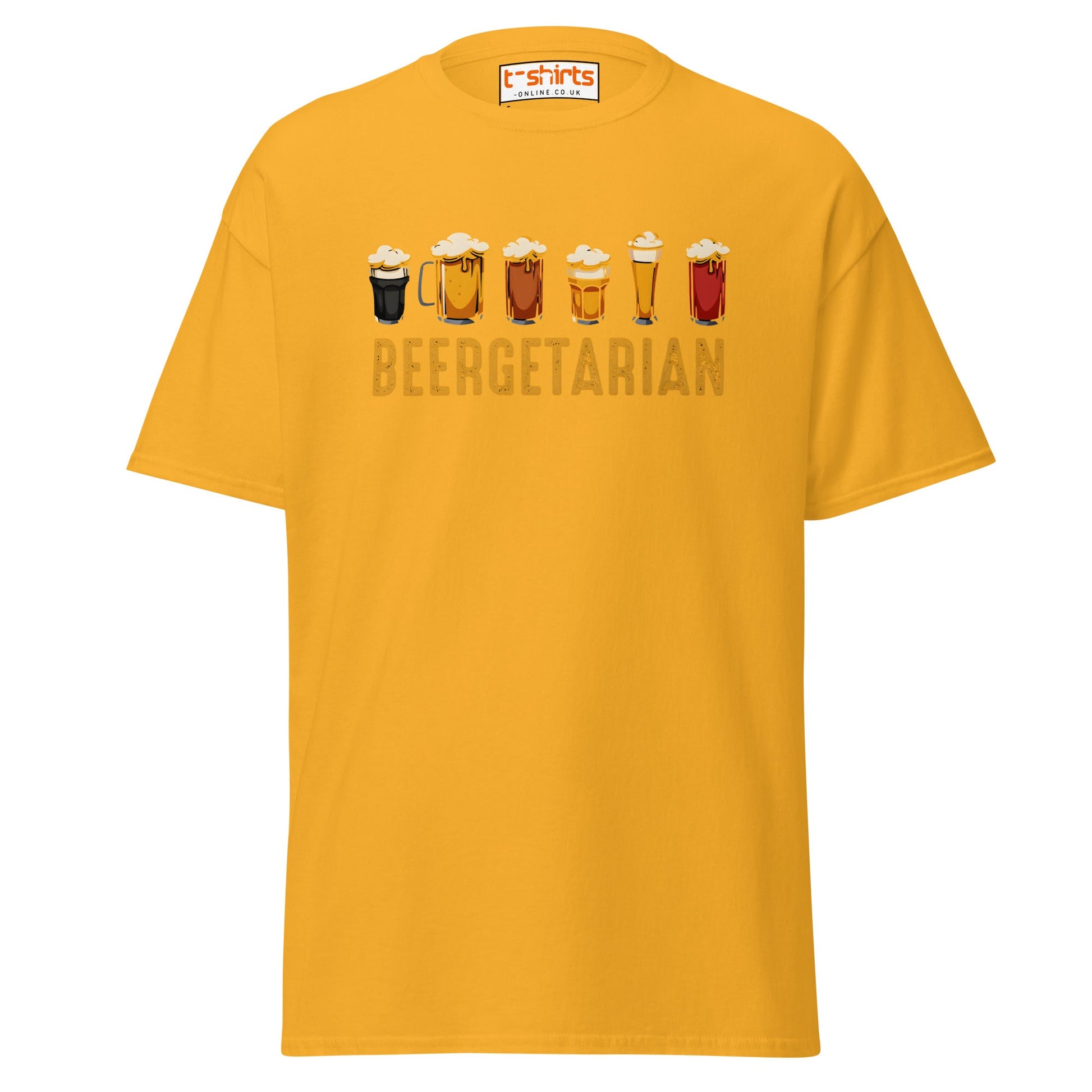 Beergetarian Funny Drinking Graphic T-Shirt - Gold - T-Shirts Online