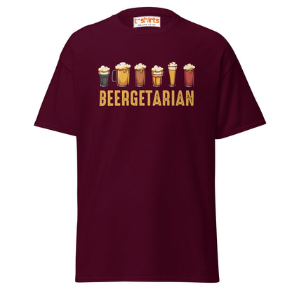 Beergetarian Funny Drinking Graphic T-Shirt - Maroon - T-Shirts Online