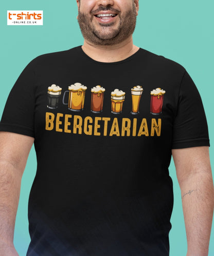Beergetarian Funny Drinking Graphic T-Shirt - Maroon - T-Shirts Online