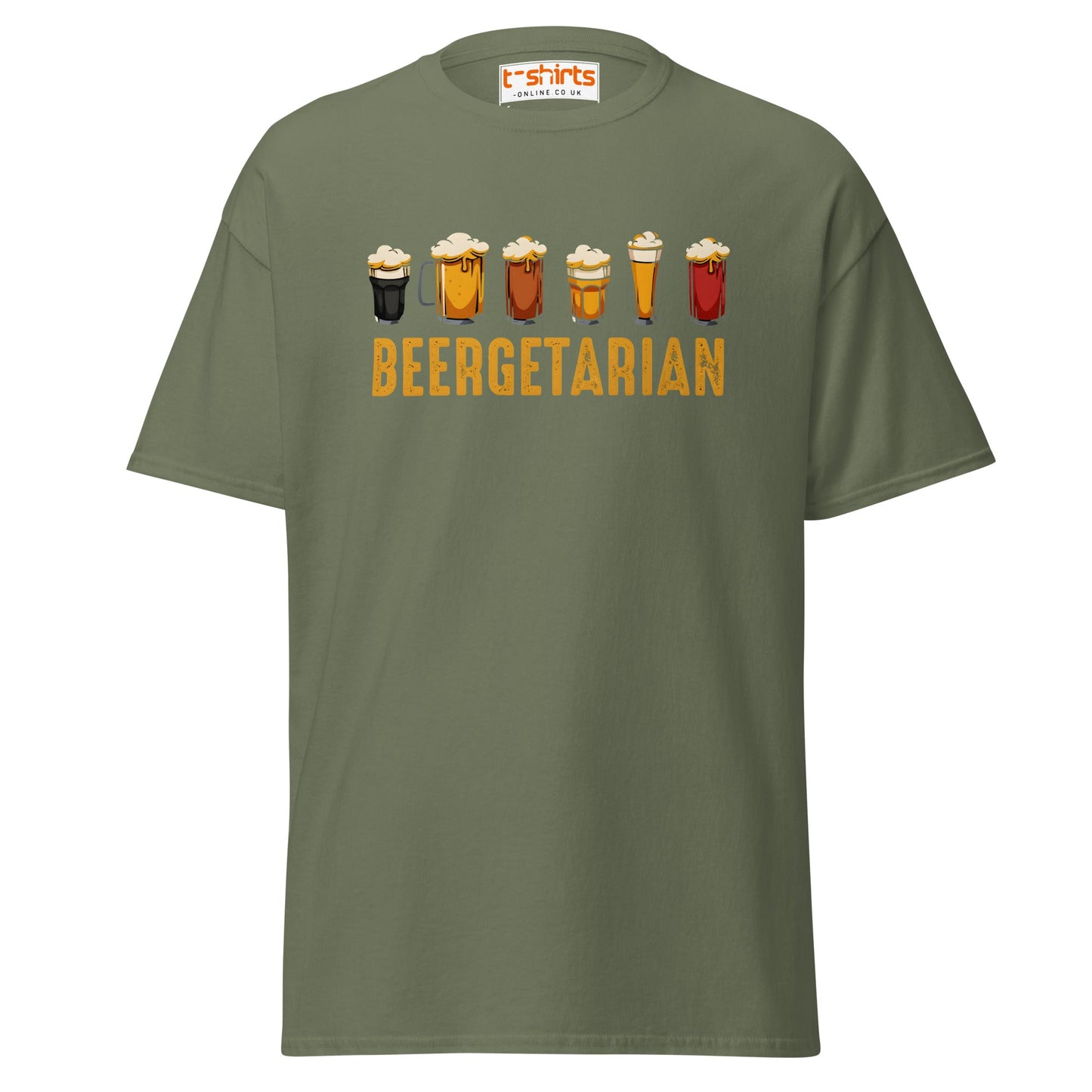 Beergetarian Funny Drinking Graphic T-Shirt - Military Green - T-Shirts Online