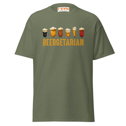 Beergetarian Funny Drinking Graphic T-Shirt - Military Green - T-Shirts Online