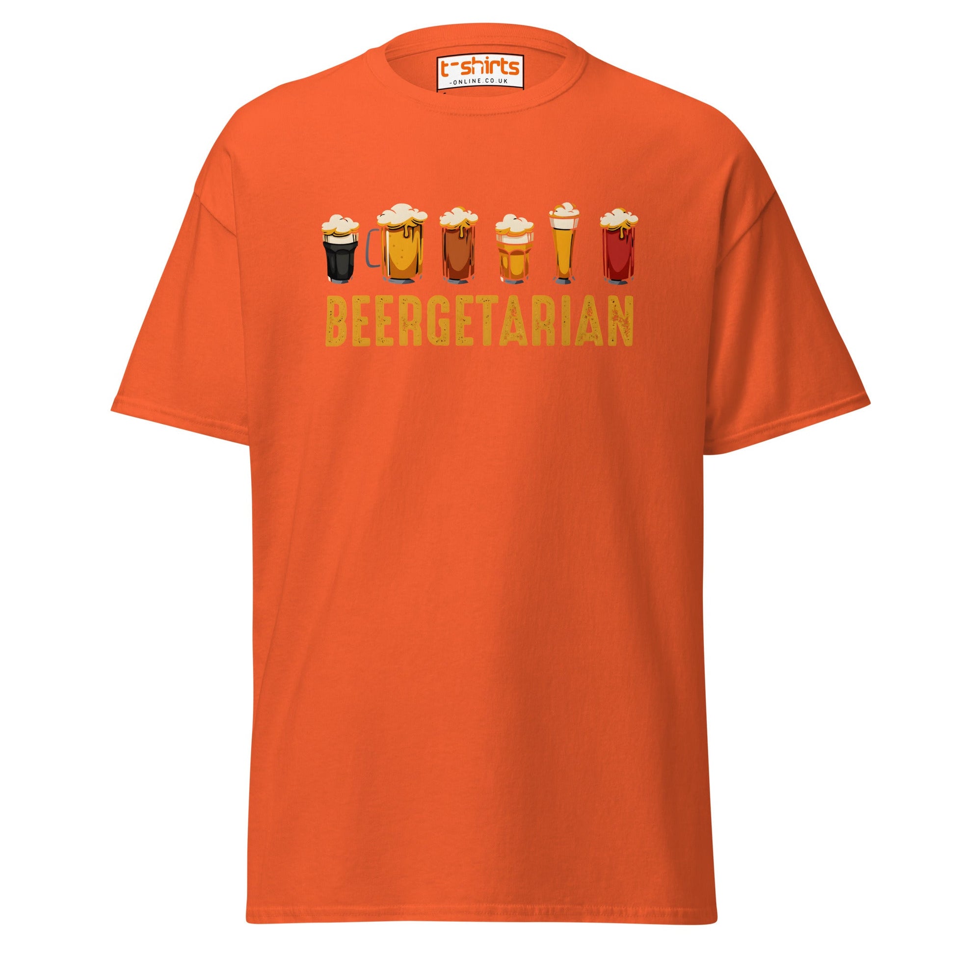 Beergetarian Funny Drinking Graphic T-Shirt - Orange - T-Shirts Online