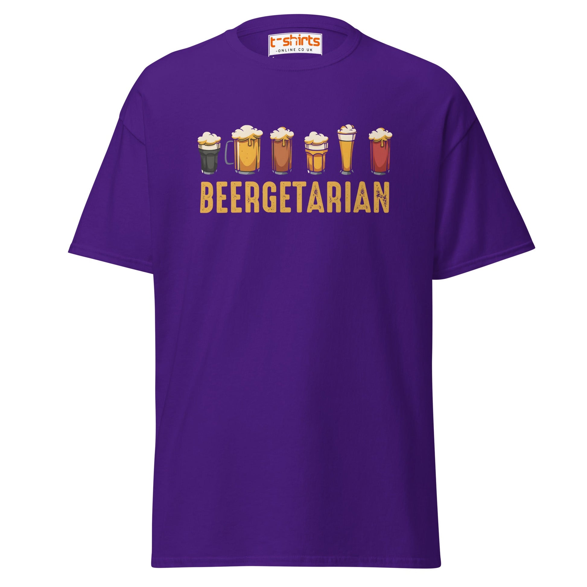 Beergetarian Funny Drinking Graphic T-Shirt - Purple - T-Shirts Online