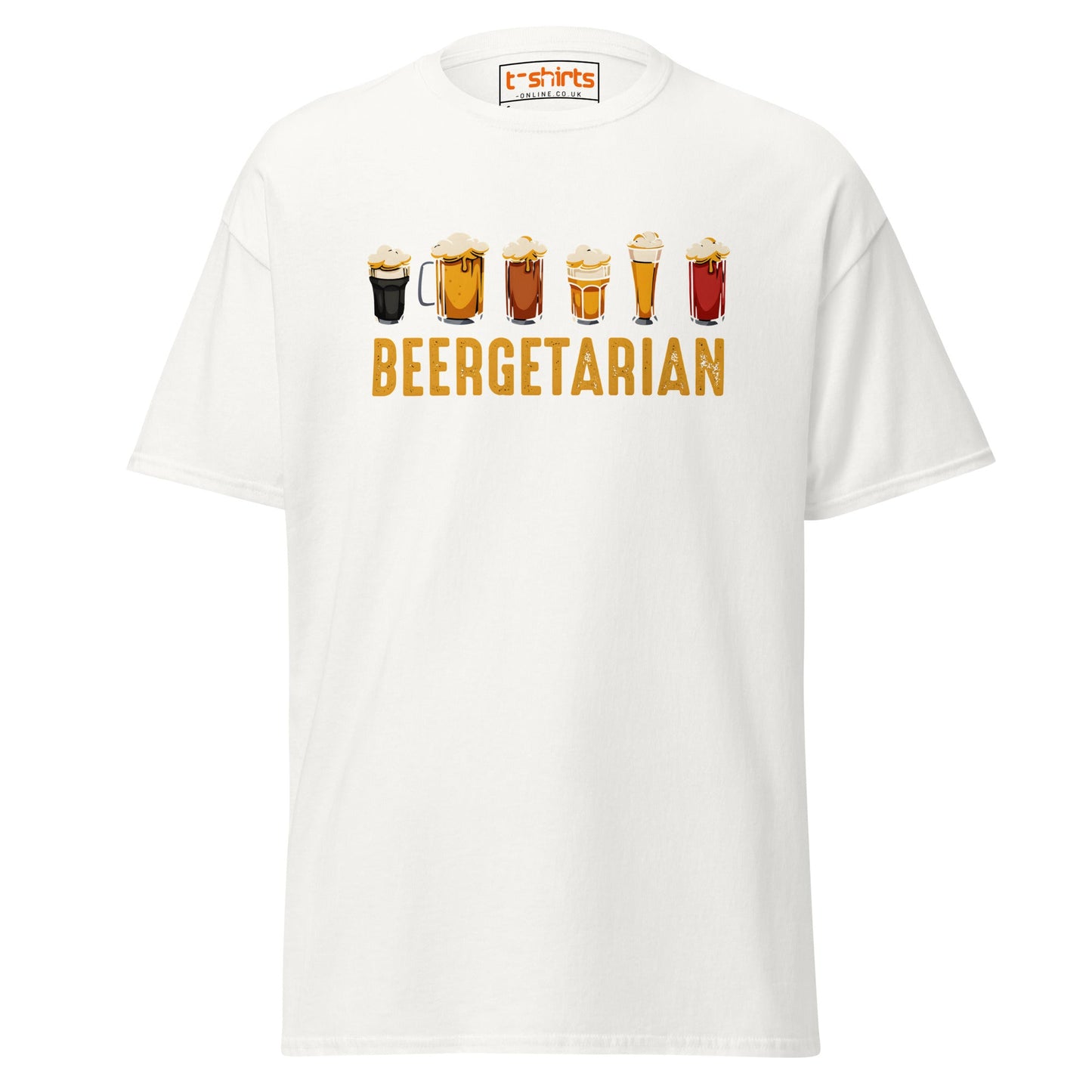 Beergetarian Funny Drinking Graphic T-Shirt - White - T-Shirts Online