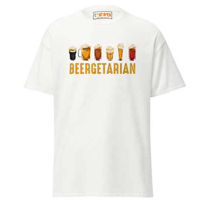 Beergetarian Funny Drinking Graphic T-Shirt - White - T-Shirts Online
