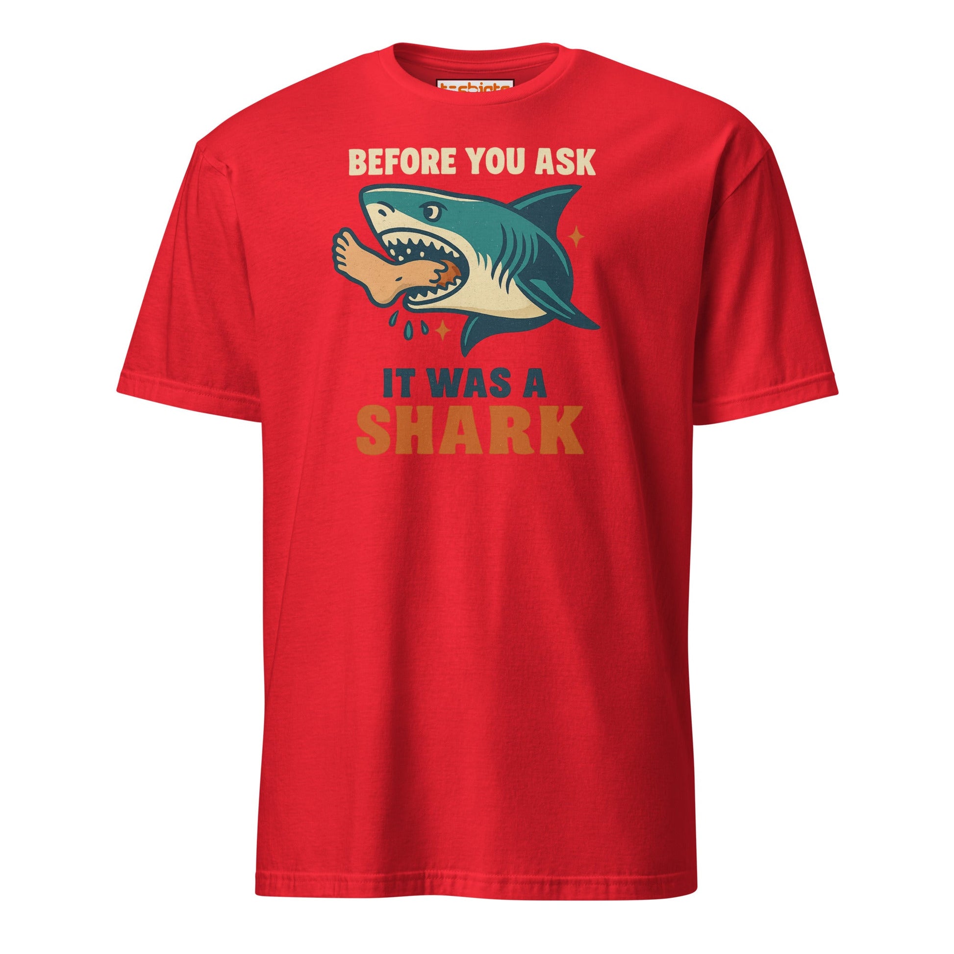 Before You Ask Shark Attack Funny T-Shirt - Red - T-Shirts Online