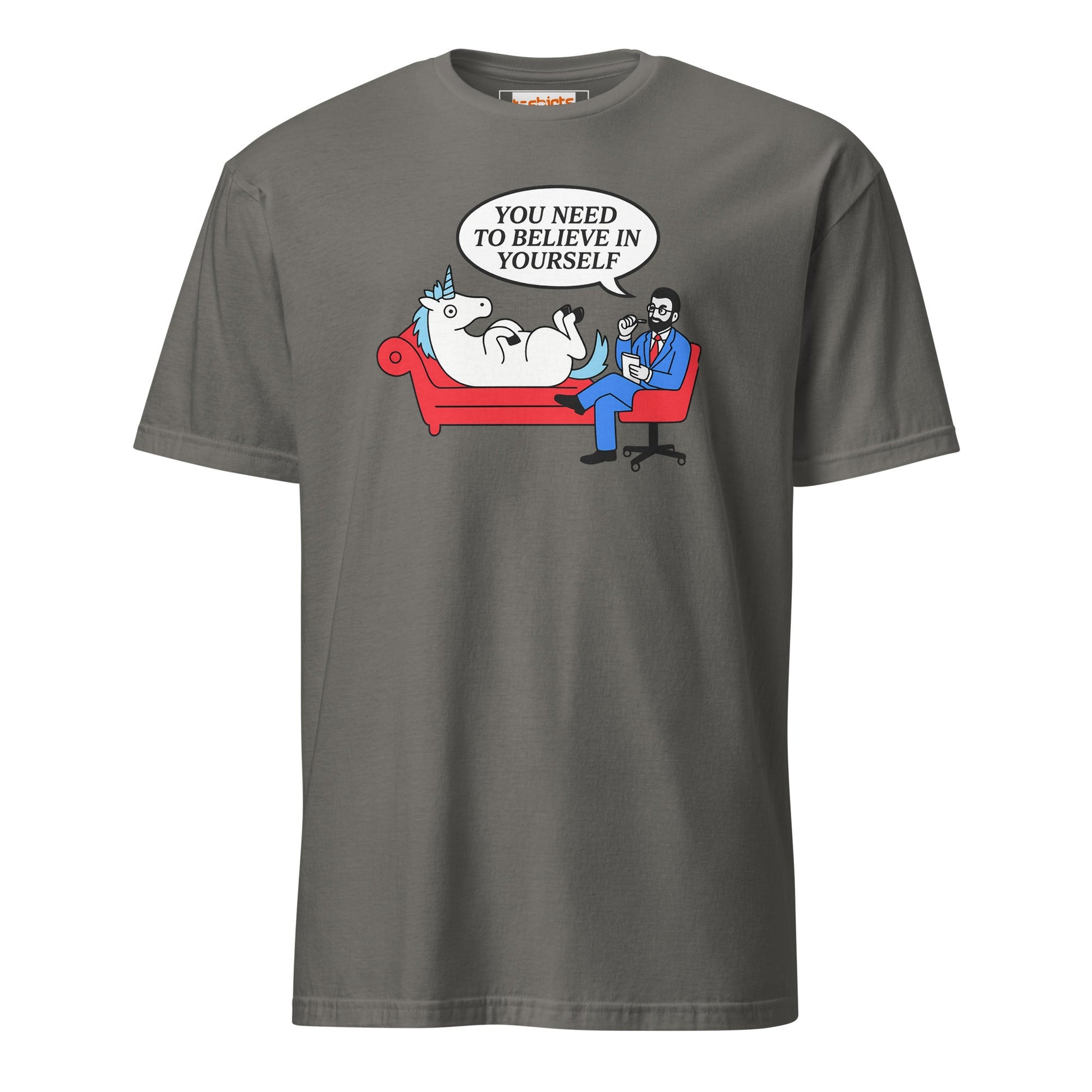 Believe in Yourself T-Shirt | Unicorn T-Shirt - Charcoal - T-Shirts Online