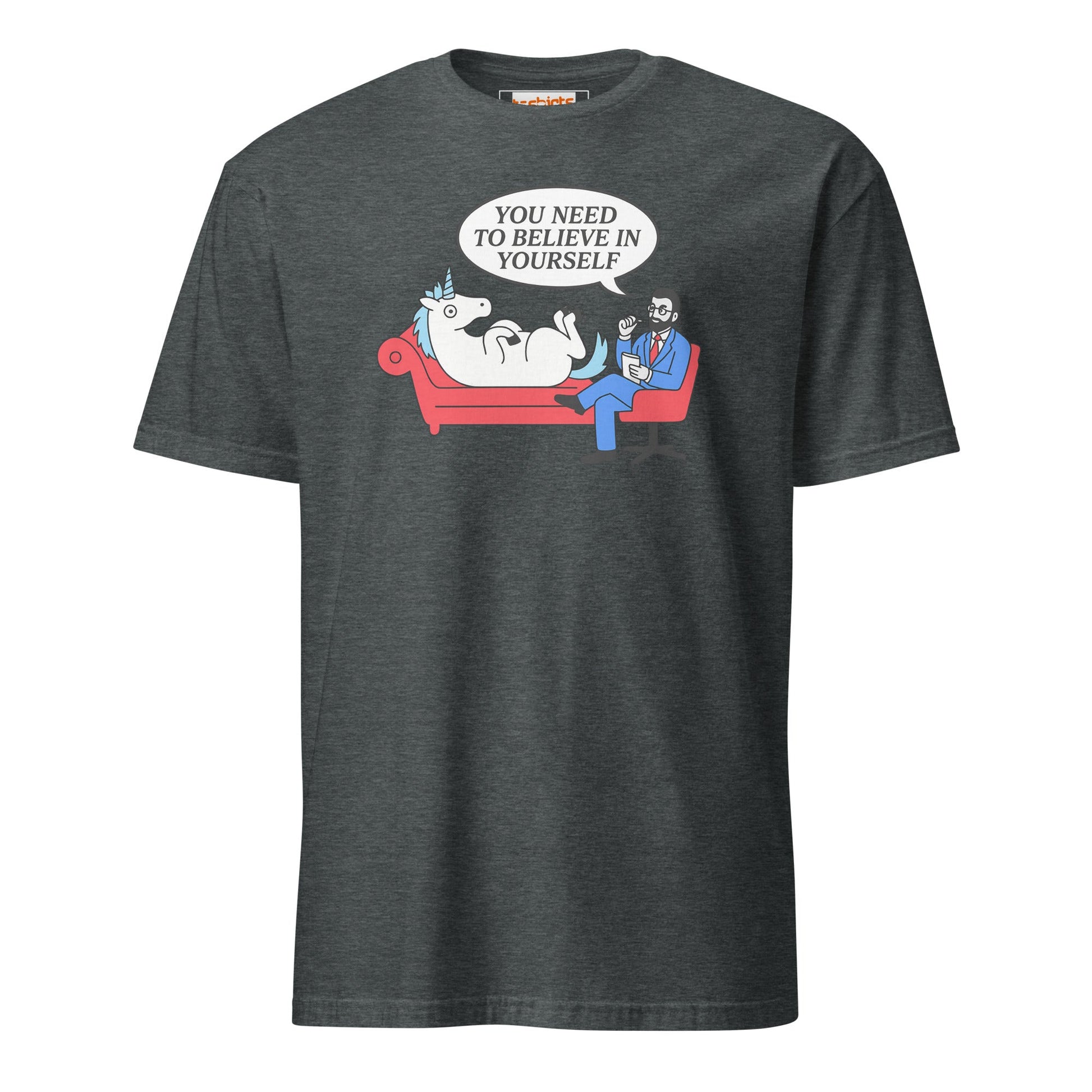 Believe in Yourself T-Shirt | Unicorn T-Shirt - Dark Heather - T-Shirts Online