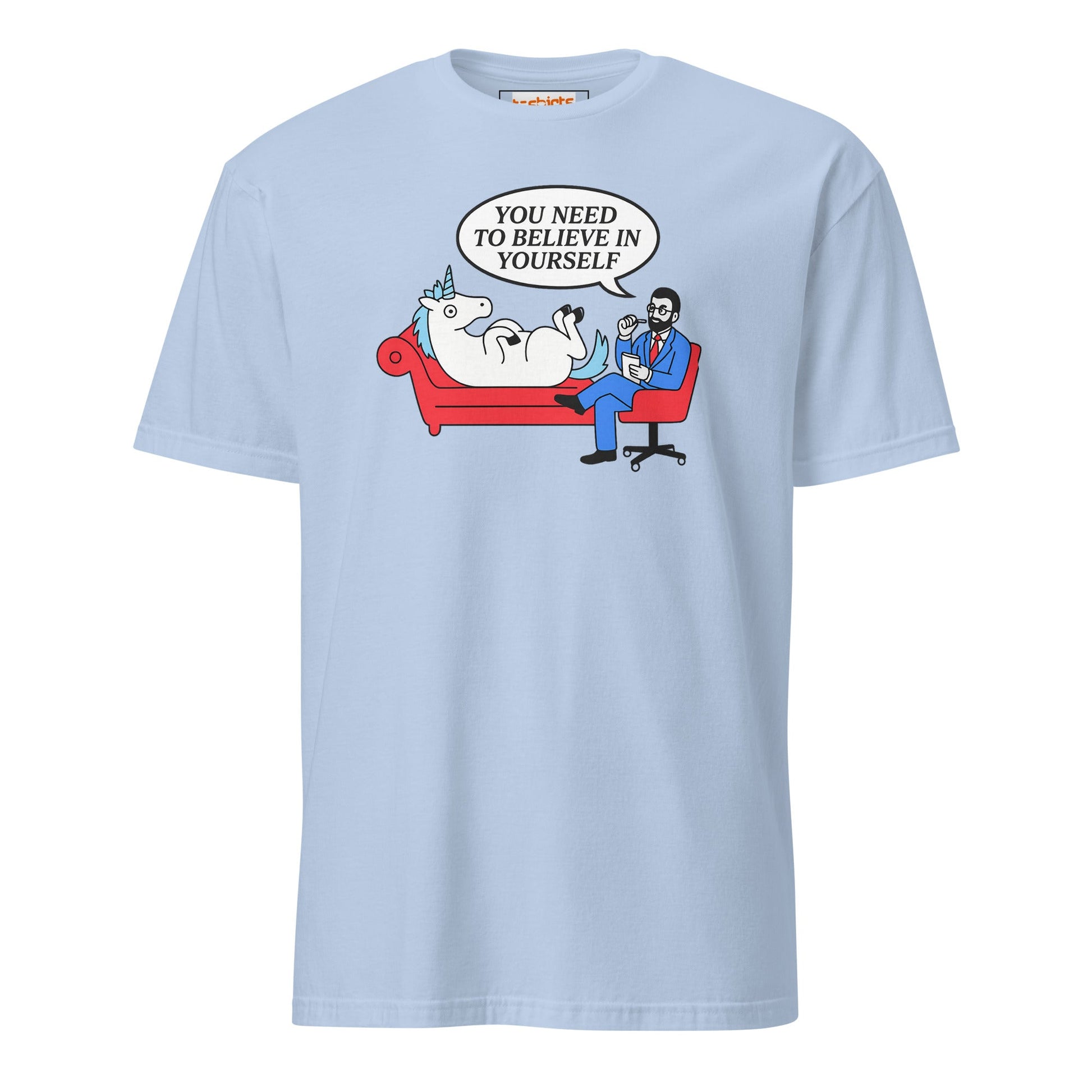 Believe in Yourself T-Shirt | Unicorn T-Shirt - Light Blue - T-Shirts Online