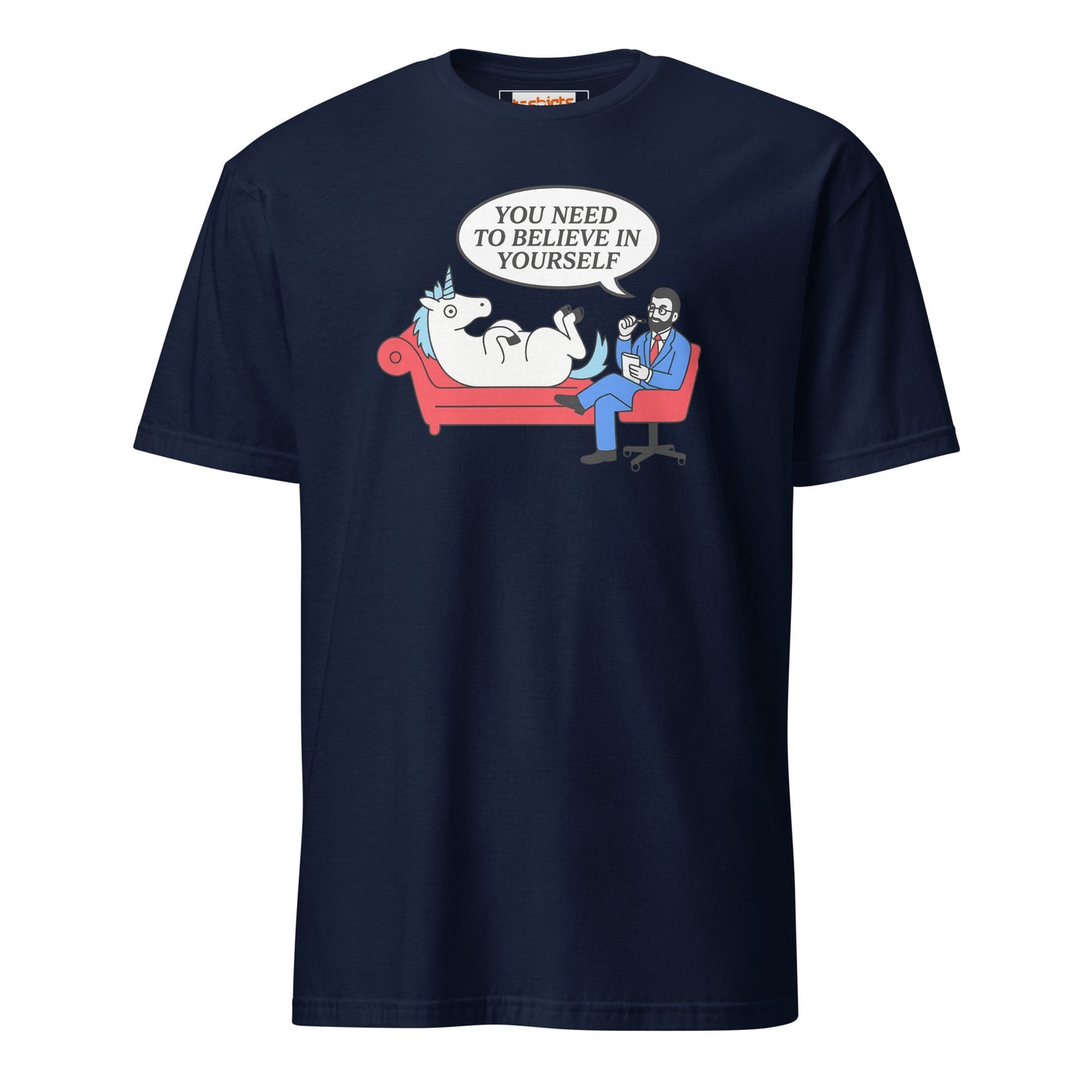 Believe in Yourself T-Shirt | Unicorn T-Shirt - Navy - T-Shirts Online