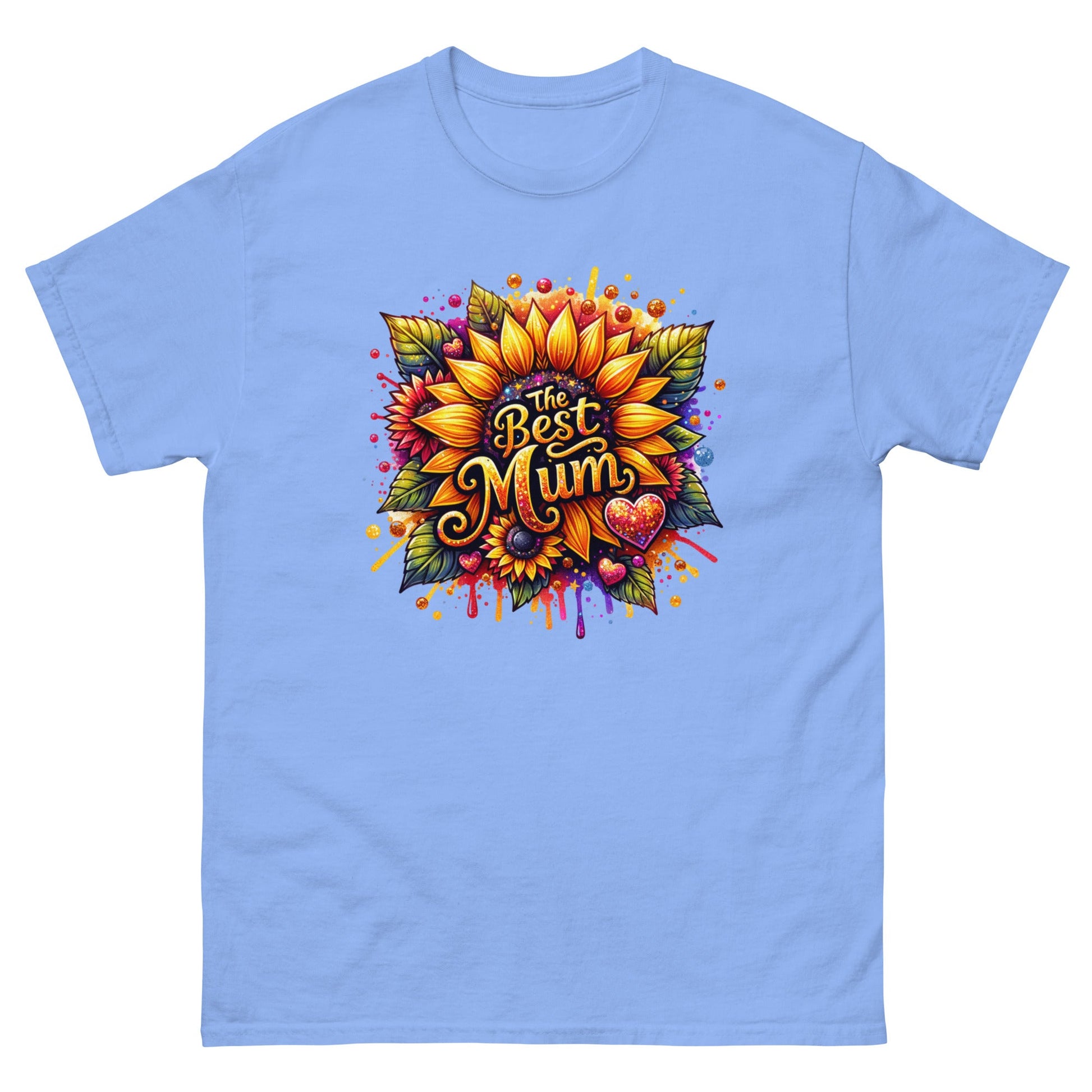 Best Mum Sunflower | Mother's Day T-Shirt - Carolina Blue - T-Shirts Online