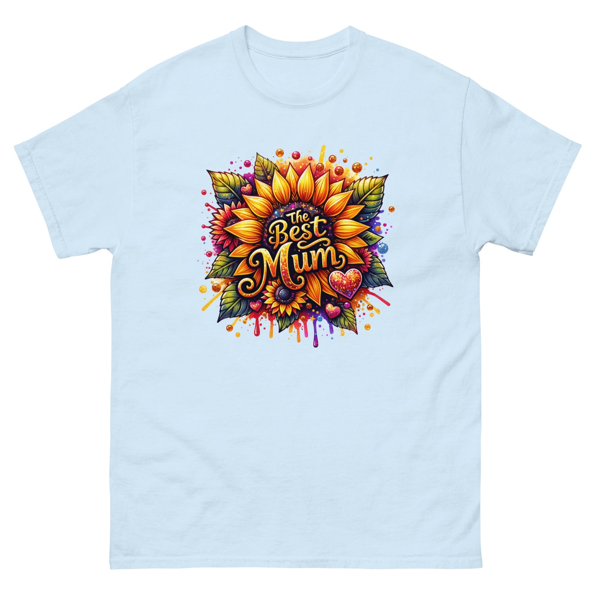 Best Mum Sunflower | Mother's Day T-Shirt - Light Blue - T-Shirts Online