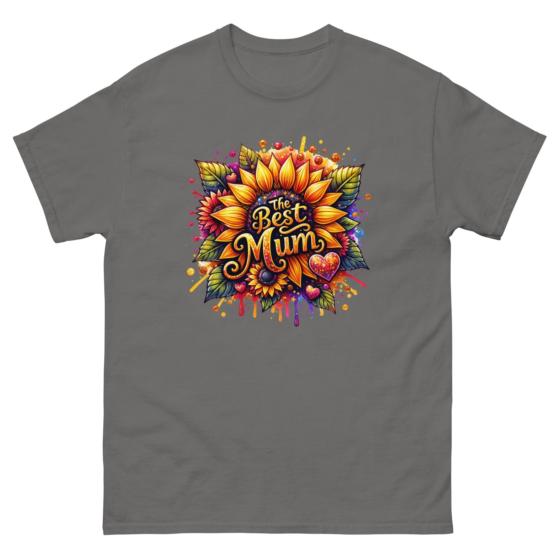 Best Mum Sunflower | Mother's Day T-Shirt - Charcoal - T-Shirts Online
