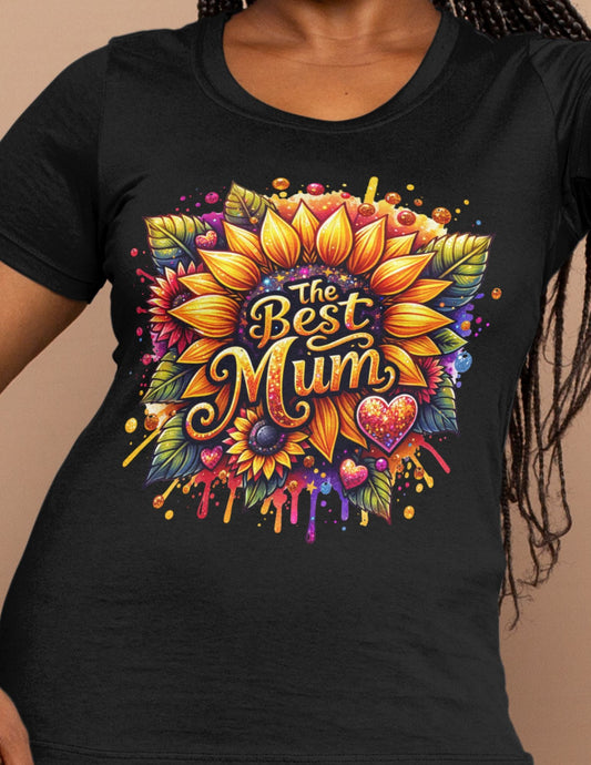 Best Mum Sunflower | Mother's Day T-Shirt - Black - T-Shirts Online